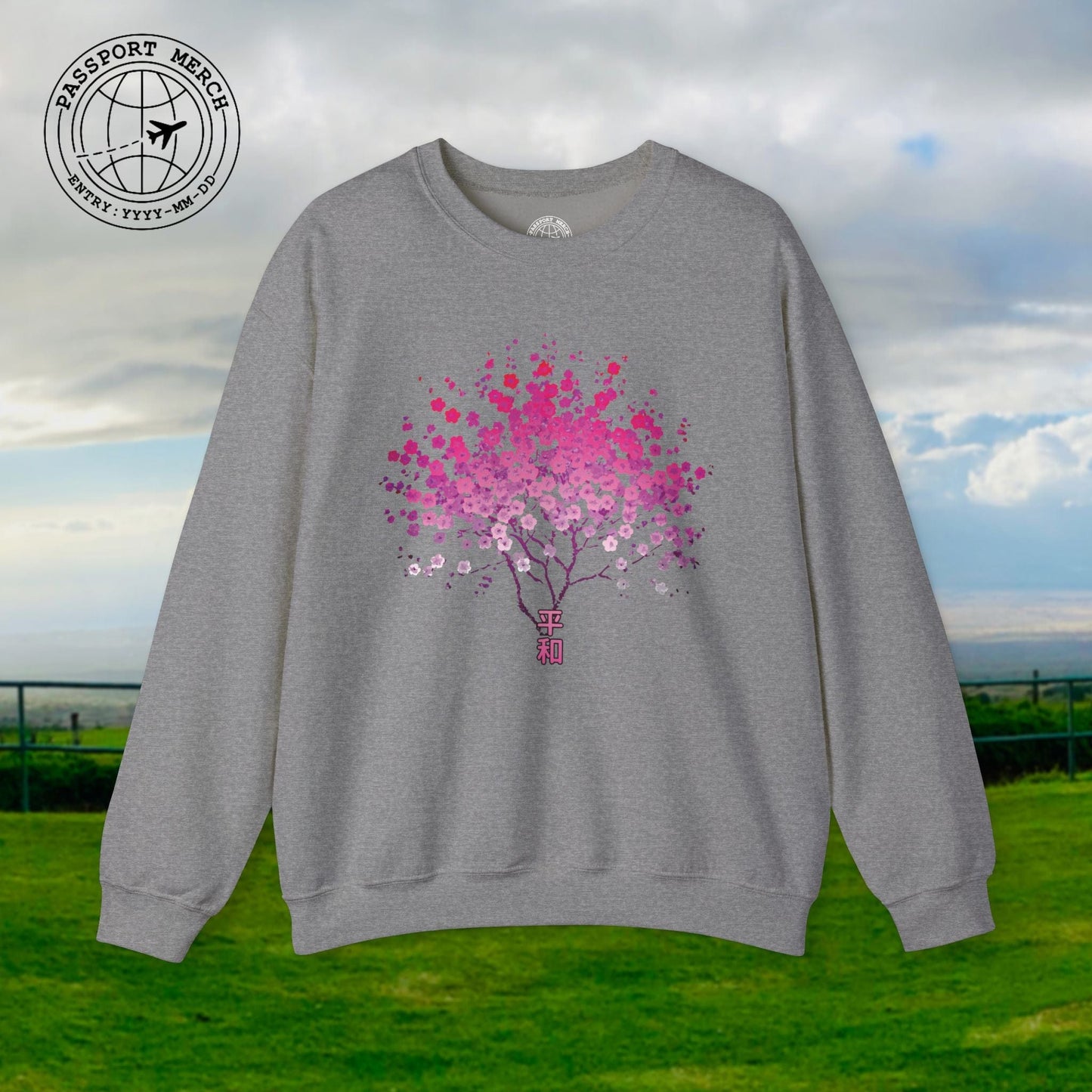 Cherry Blossoms Growing from Peace Japan Crewneck