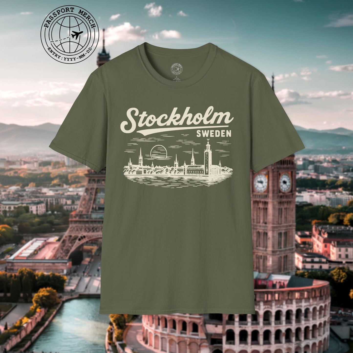 Monochrome Dreams of Stockholm, Sweden T-Shirt