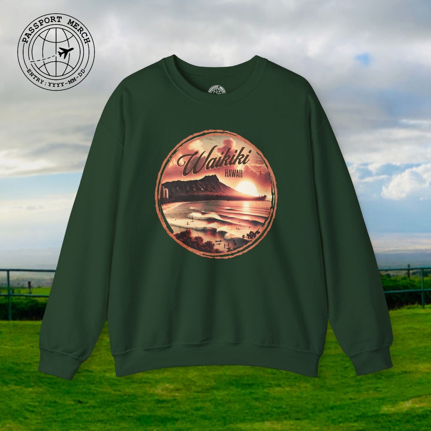 Vintage Nostalgia, Waikiki, Hawaii Crewneck