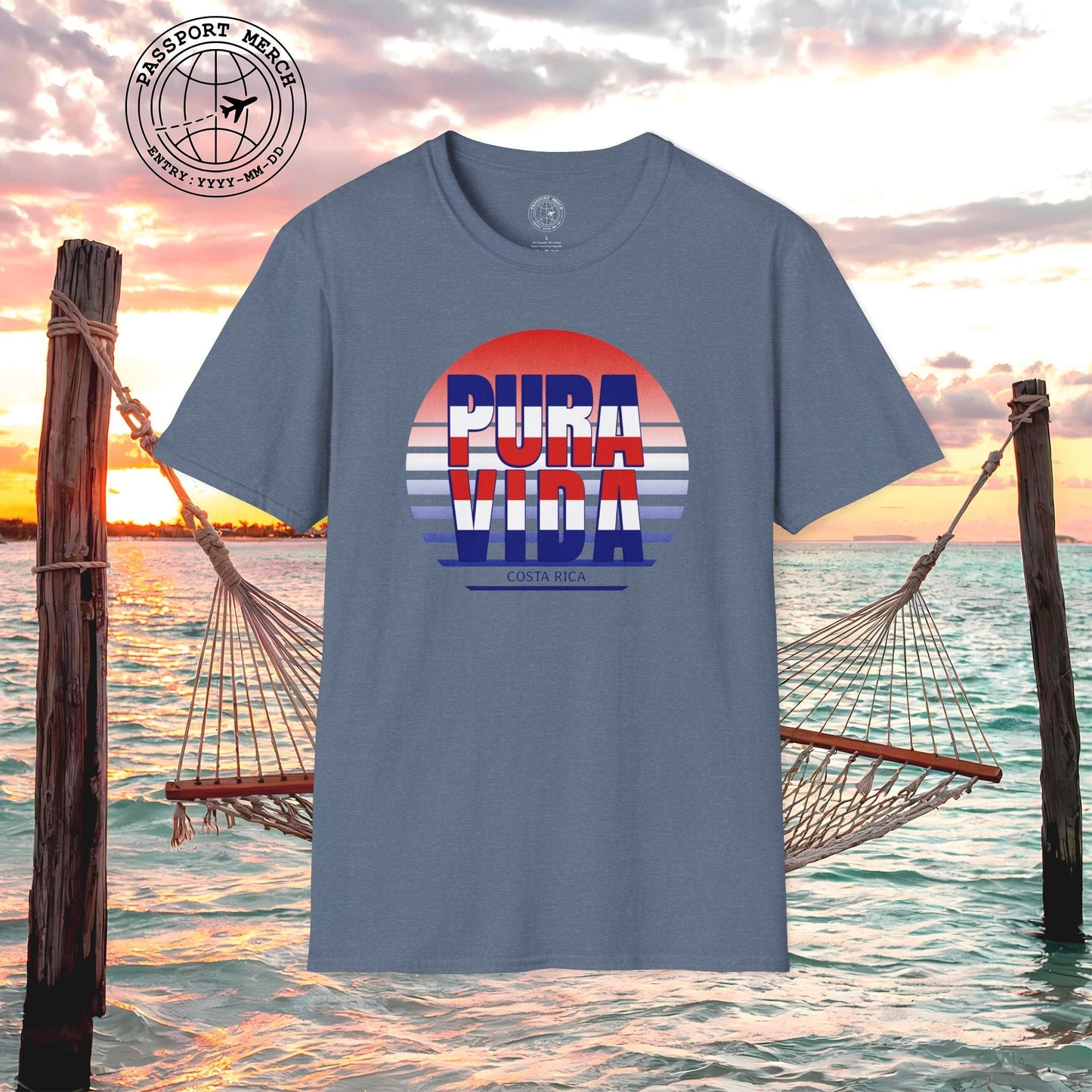 Pura Vida Patriotism Costa Rica Letter Flag T-Shirt