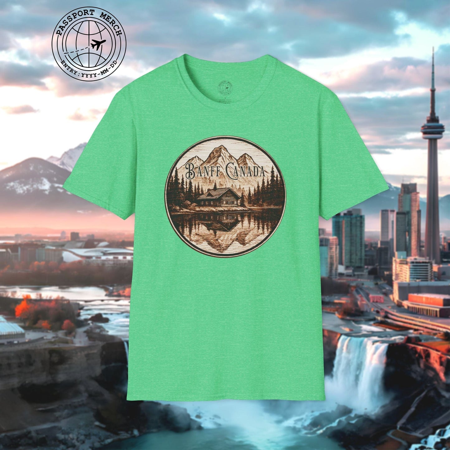 Wood Burned Badge, Banff Canada T-Shirt