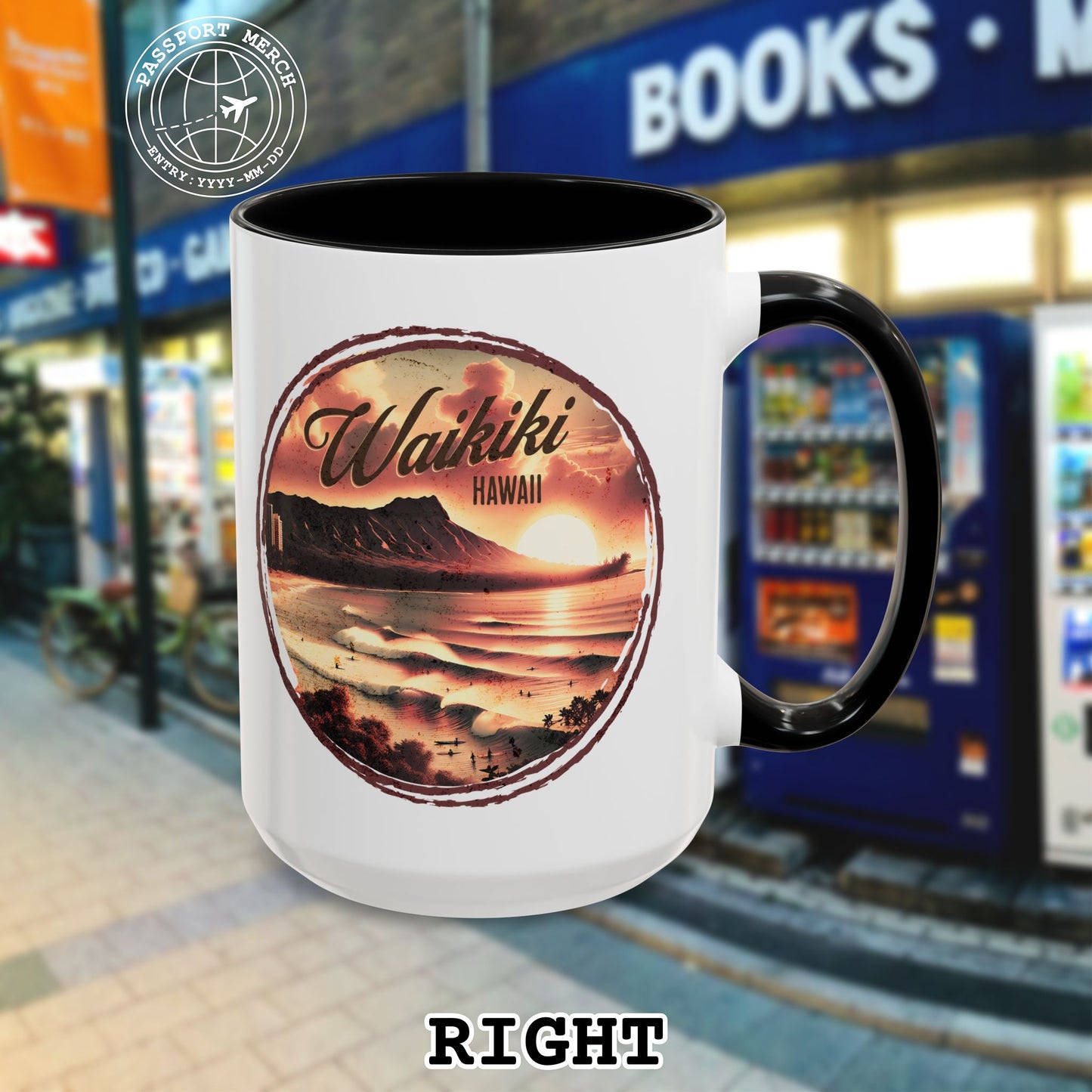 Vintage Nostalgia, Waikiki, Hawaii 15oz Mug