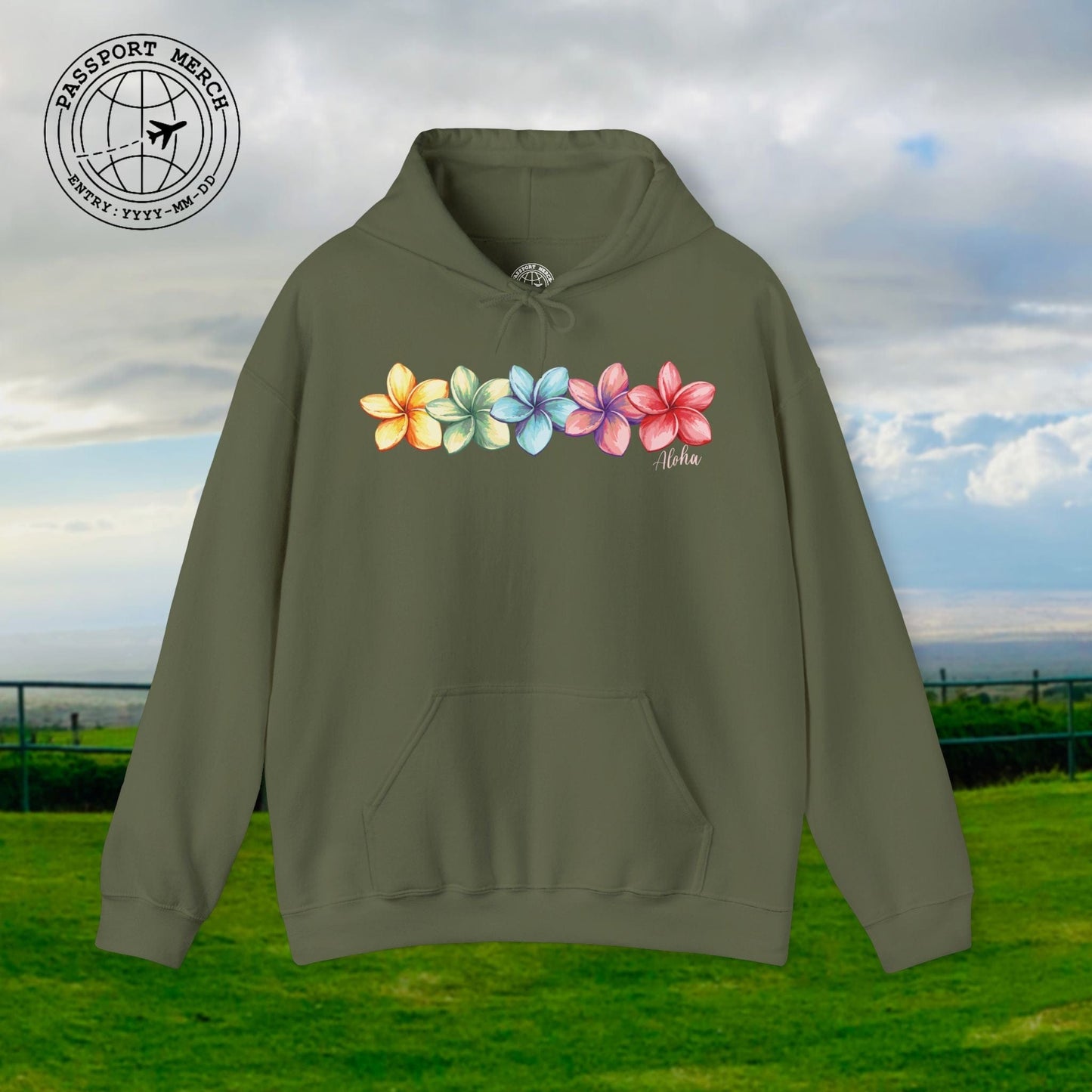 Five Vibrant Plumerias, Hawaii Hoodie