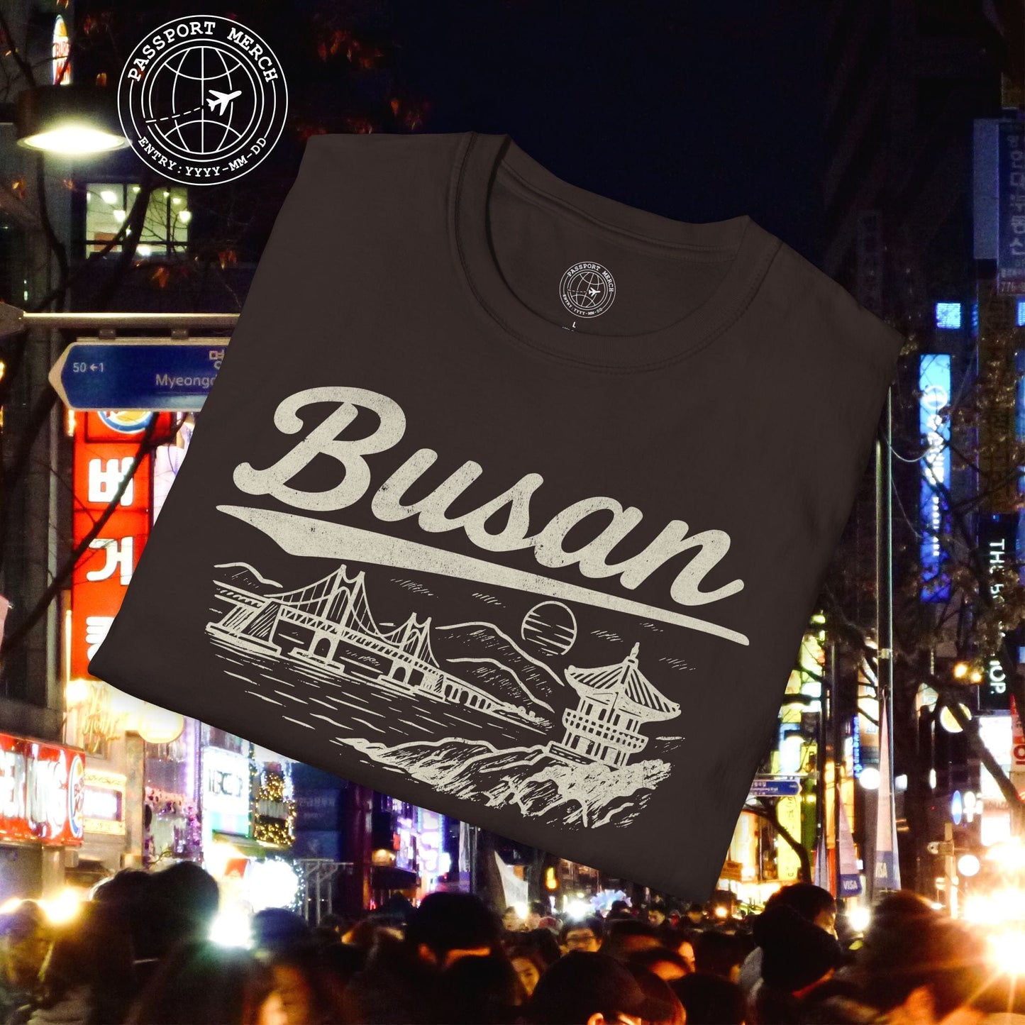 Monochrome Dreams of Busan Korea T-Shirt