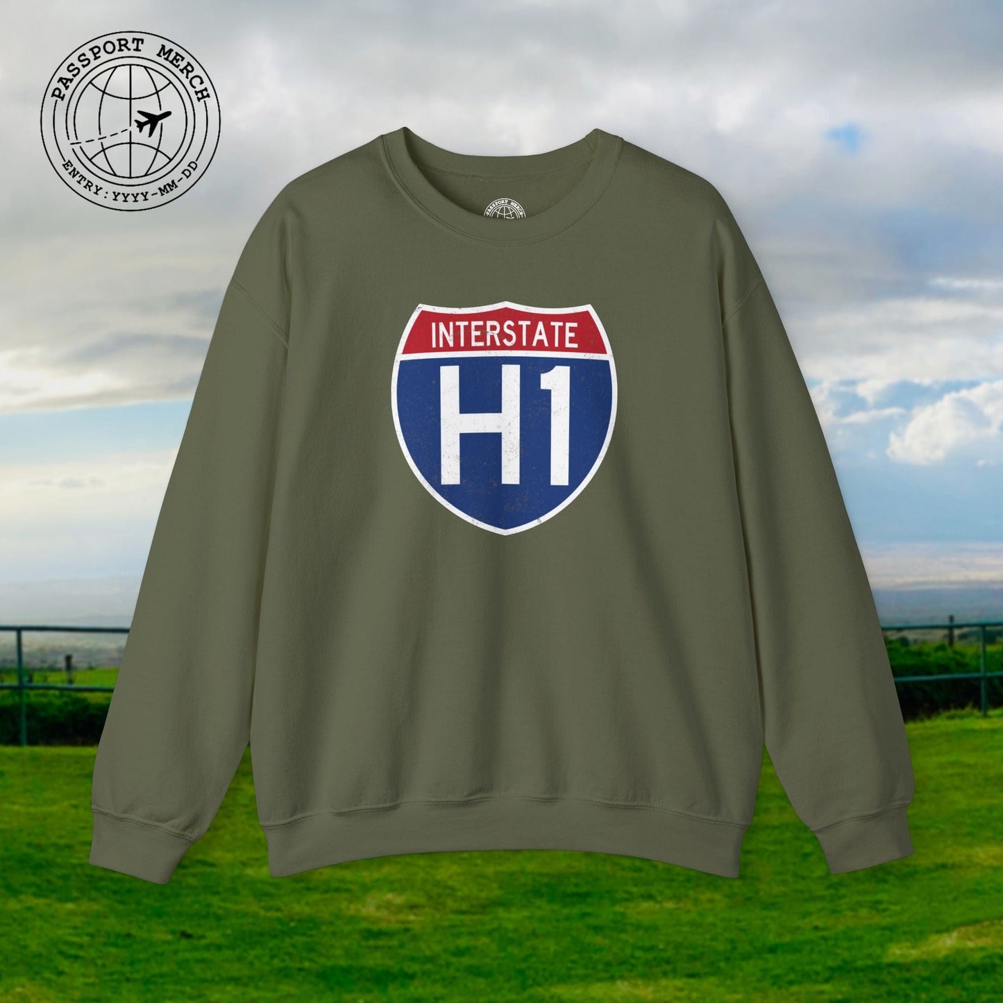 Signs of Wanderlust, Interstate H1, Hawaii Crewneck