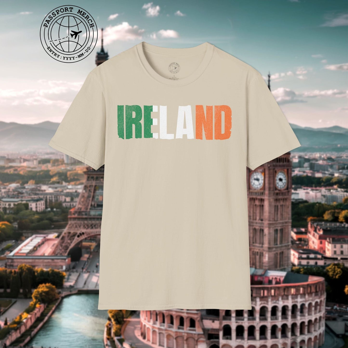 Vintage Ireland Patriotism Letter Flag T-Shirt