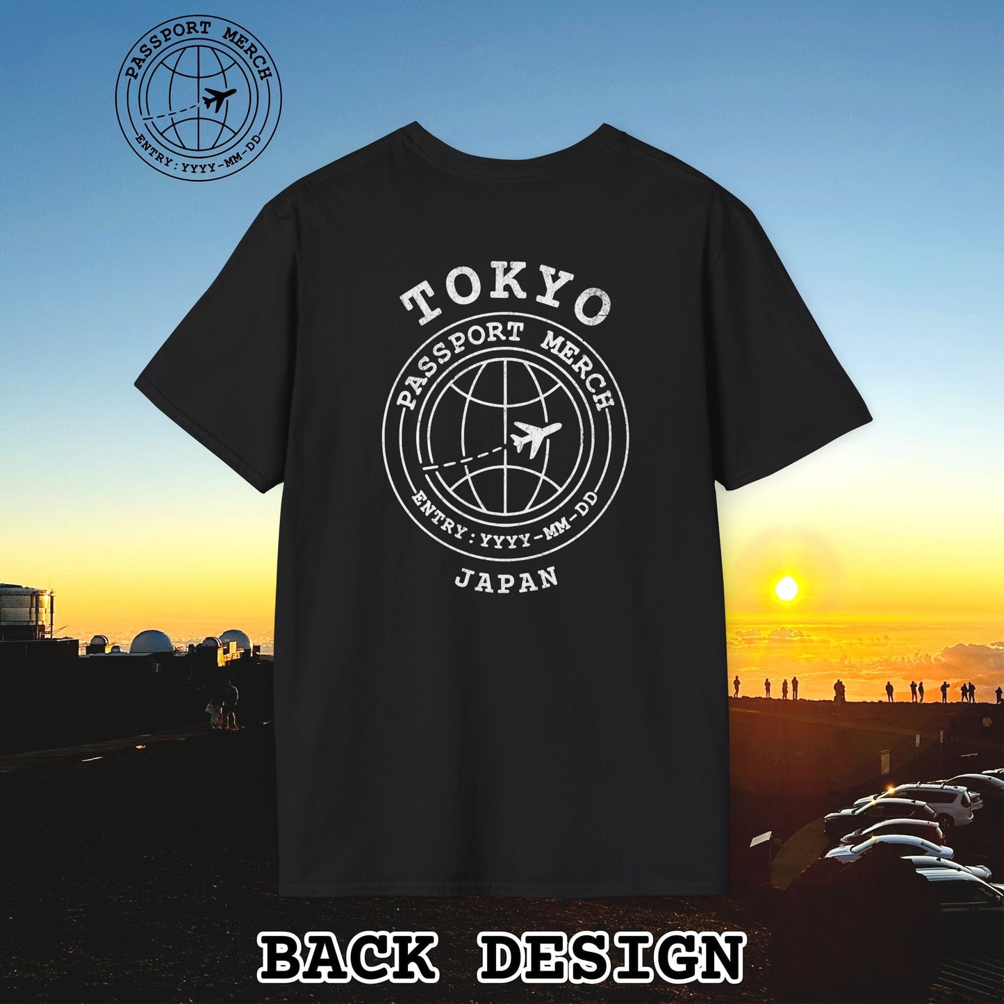 Brand Passport Stamp, Tokyo Japan, Back Print T-Shirt