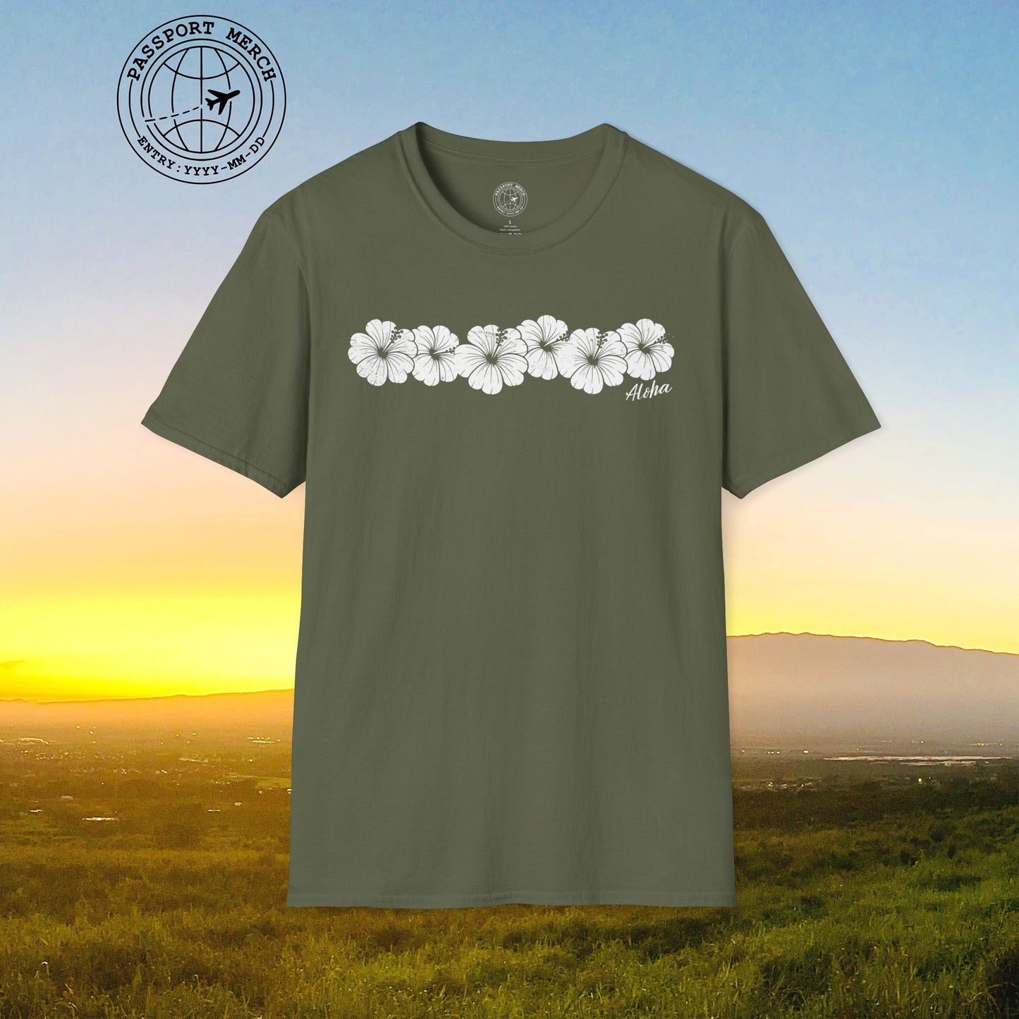 Monochrome Hibiscus, Hawaii T-Shirt
