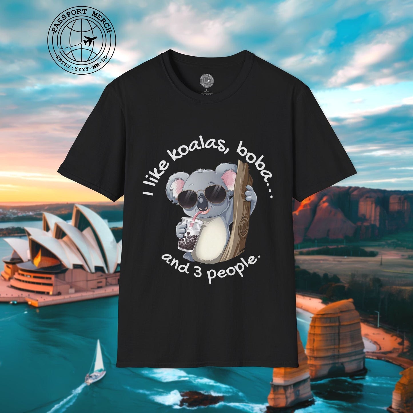 I like koalas, boba, and 3 people Australia T-Shirt