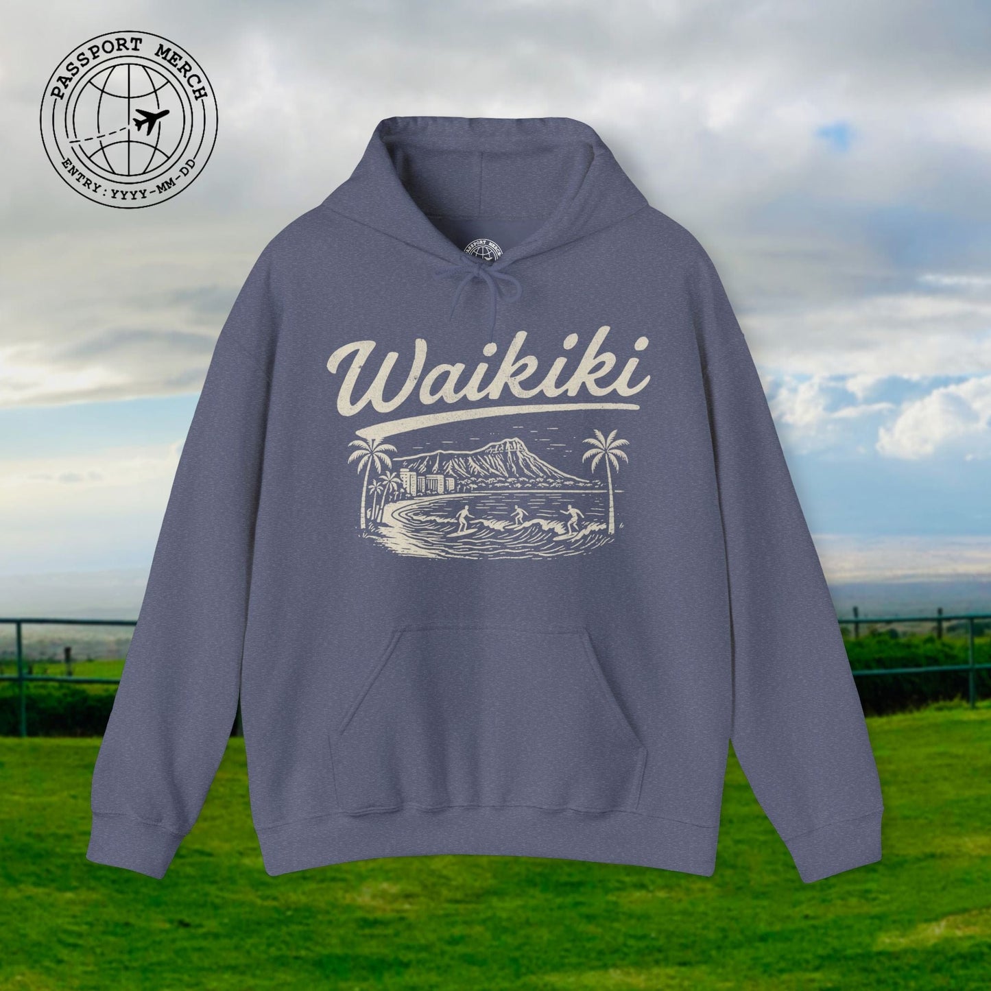 Monochrome Dreams of Waikiki, Hawaii Hoodie