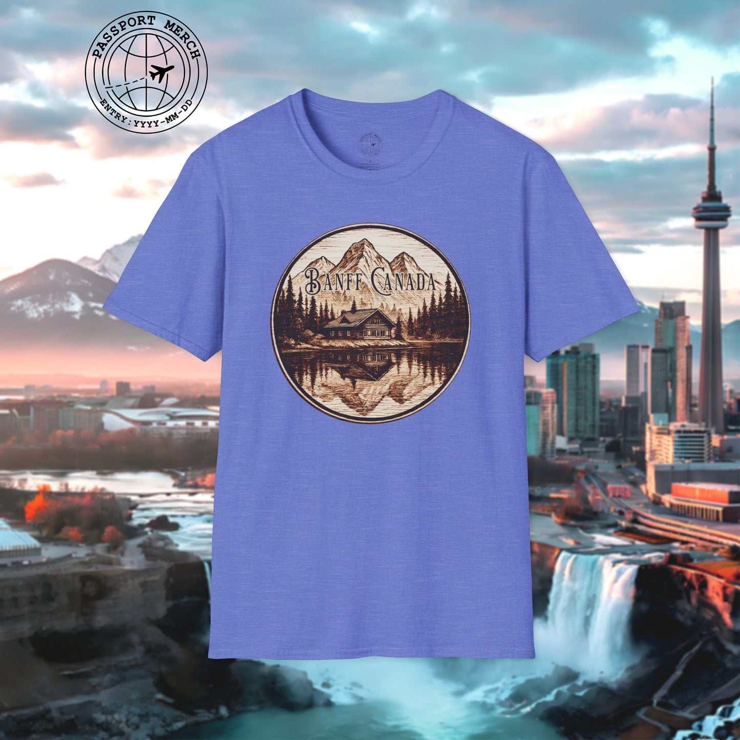 Wood Burned Badge, Banff Canada T-Shirt