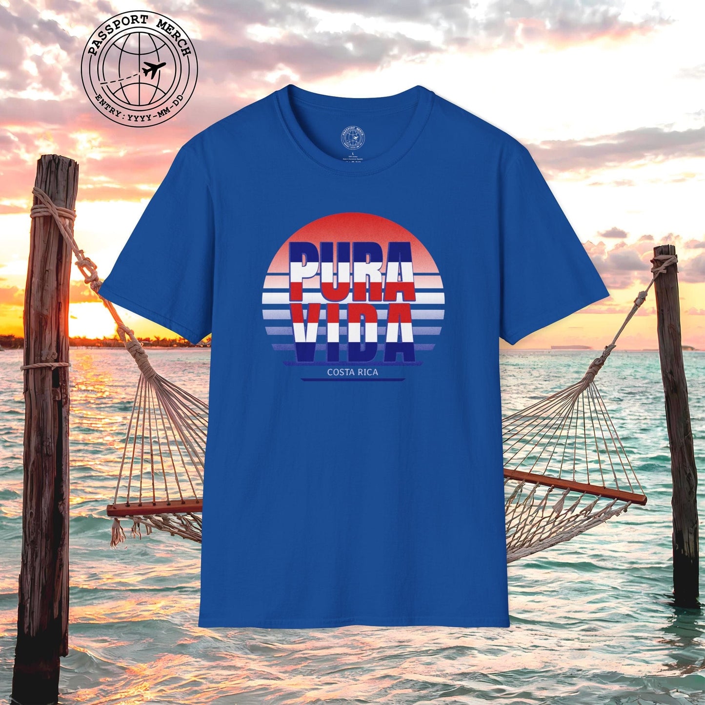 Pura Vida Patriotism Costa Rica Letter Flag T-Shirt