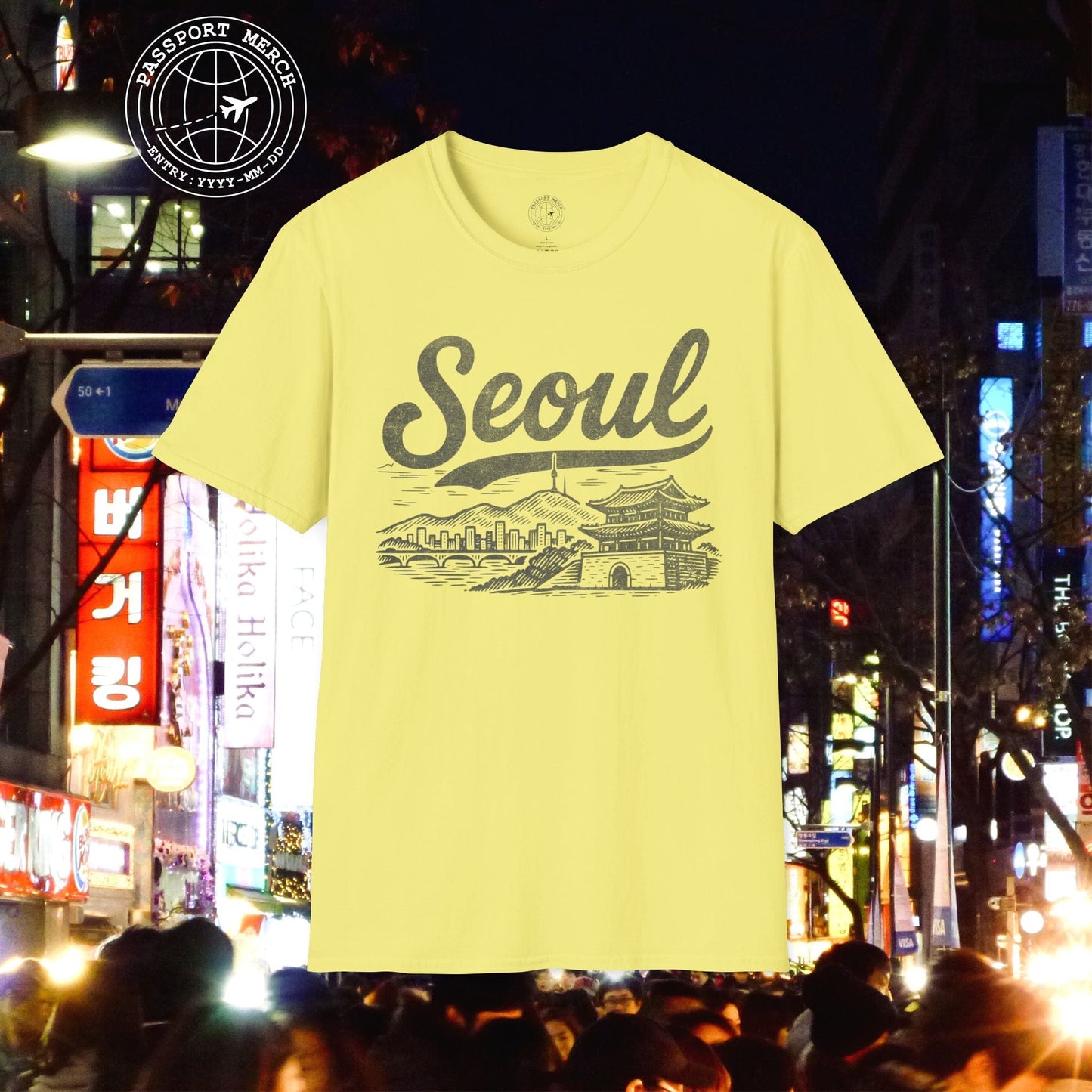 Monochrome Dreams of Seoul Korea T-Shirt