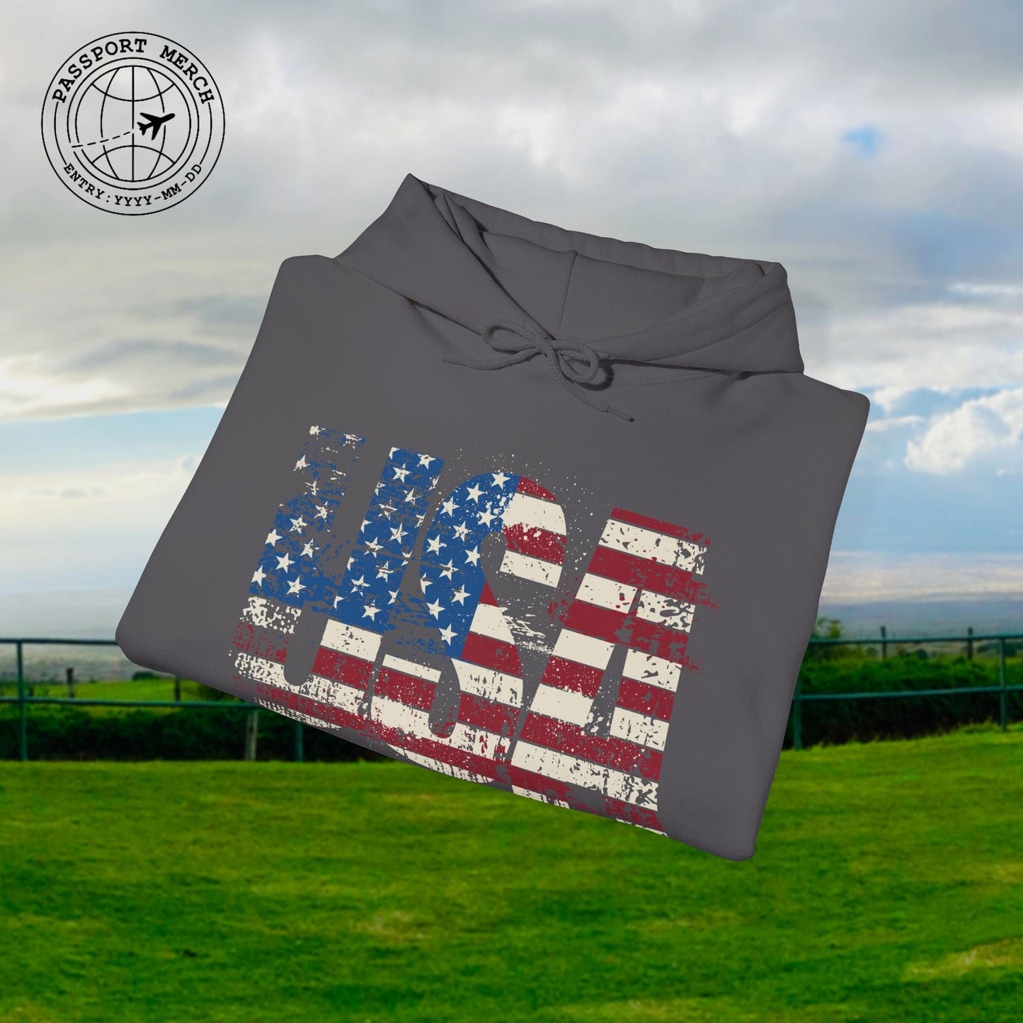 Vintage Distressed USA Letter Flag Hoodie