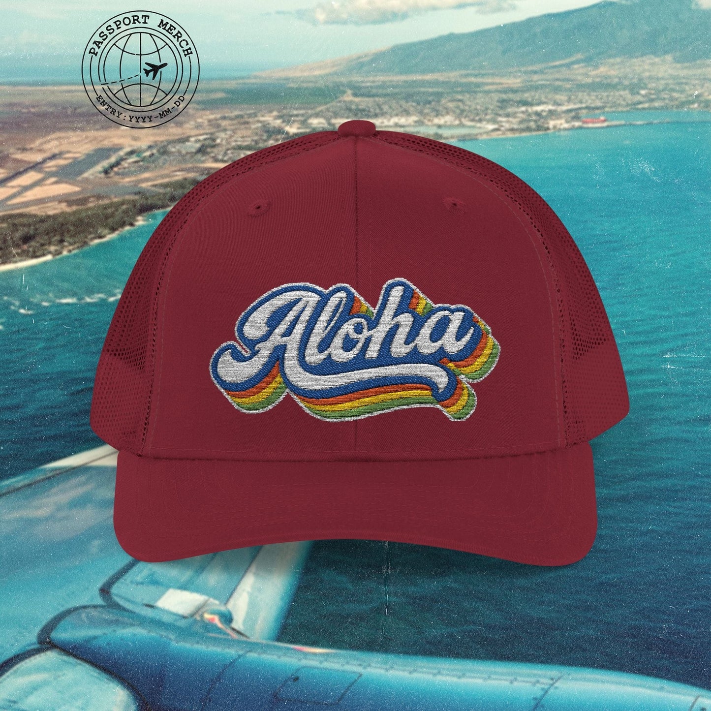 Classic 70s, Aloha, Hawaii Embroidered Trucker Hat