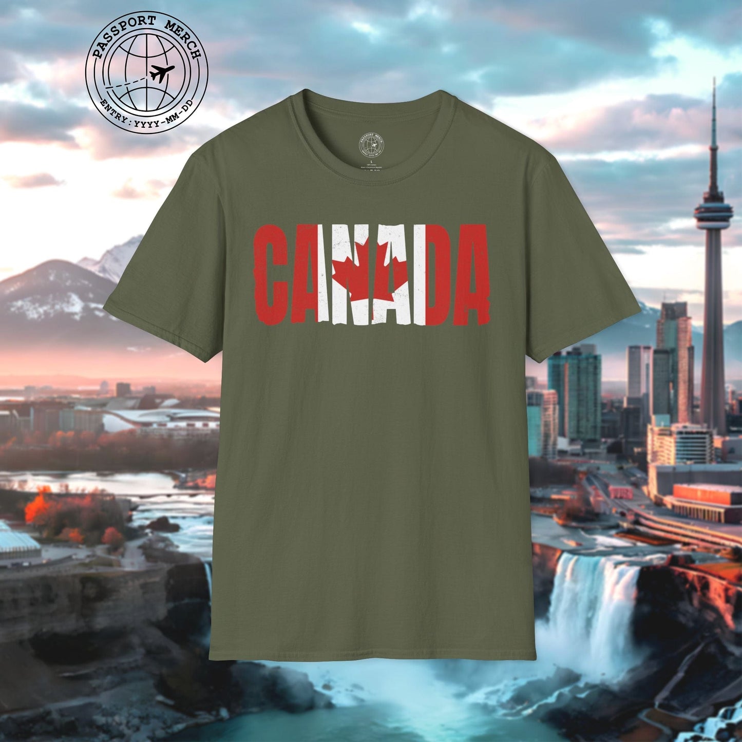 Vintage Canada Patriotism Letter Flag T-Shirt