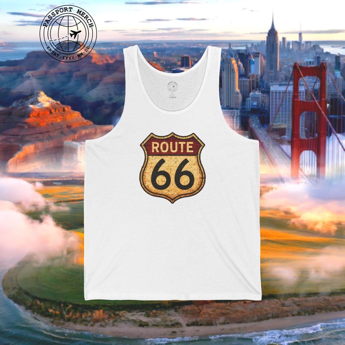 Signs of Wanderlust, Vintage Route 66, USA Tank Top