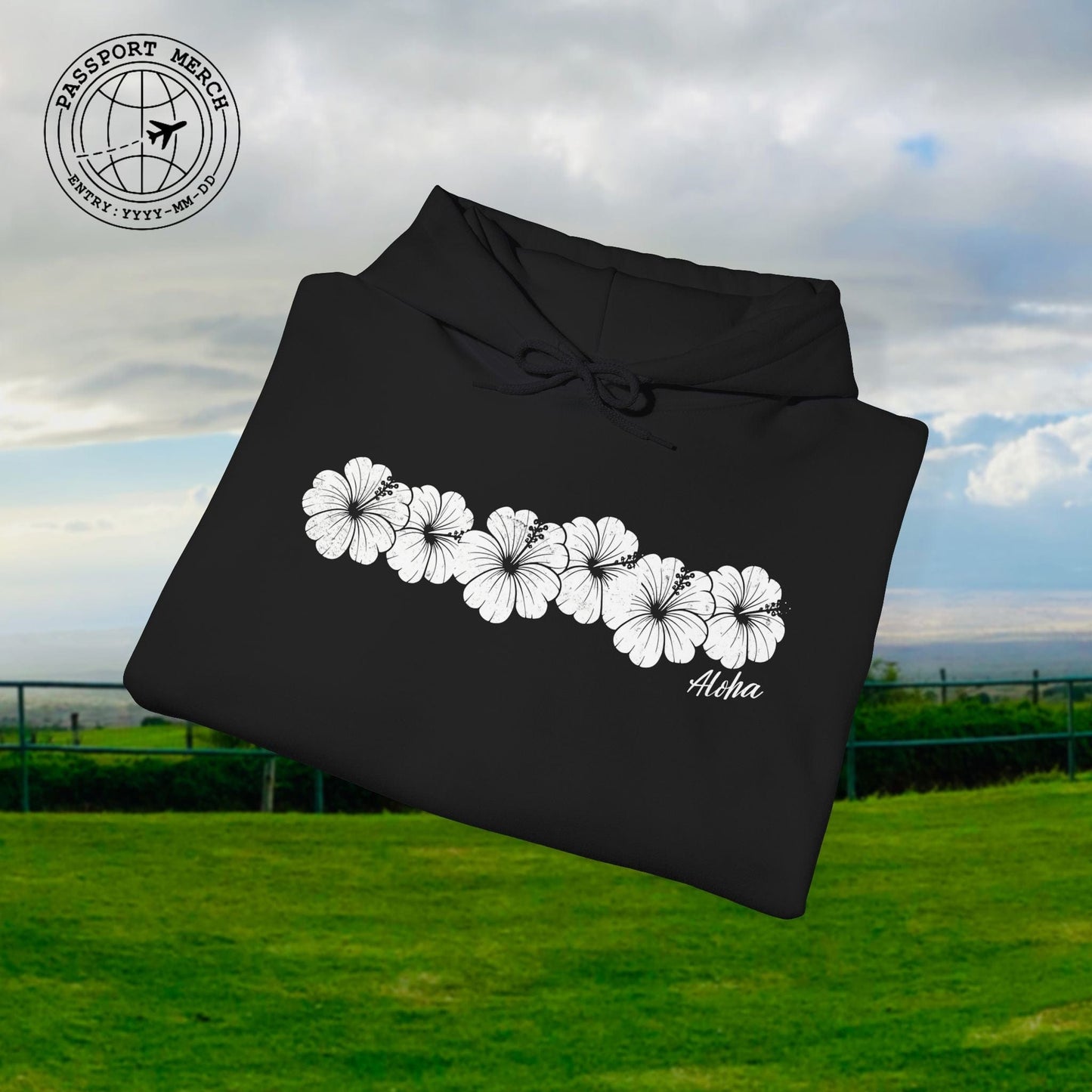 Monochrome Hibiscus, Hawaii Hoodie