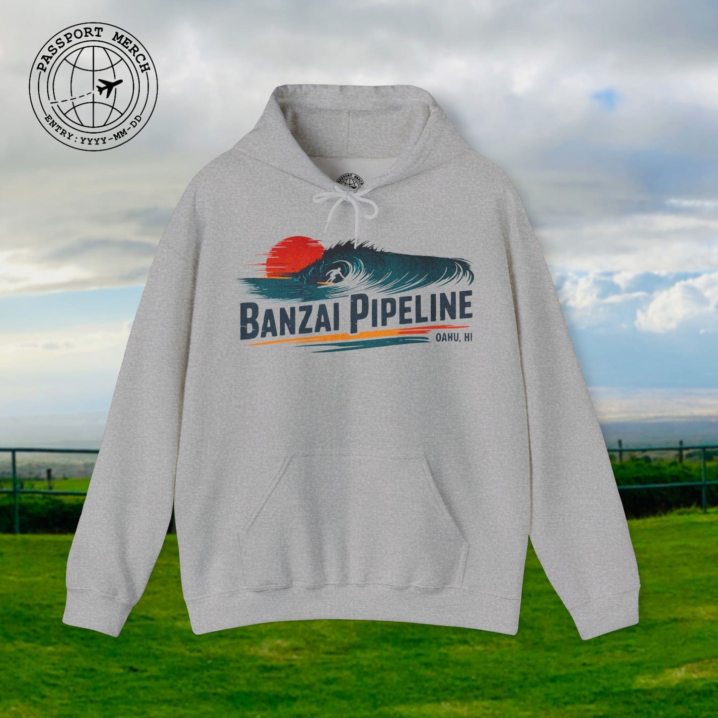 Banzai Pipeline, Oahu, Hawaii - Vibrant Surf Retro Hoodie