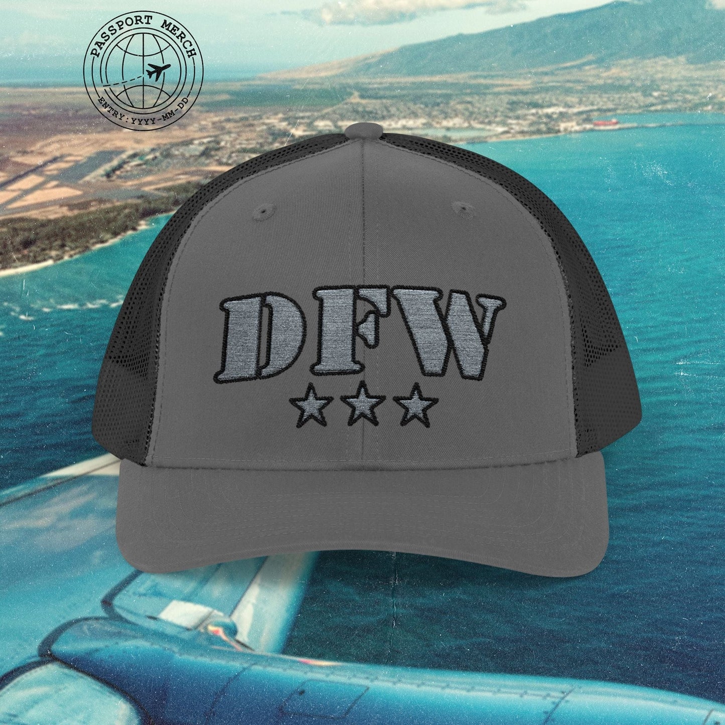 Classic Military, Dallas Fort Worth Texas Airport Code (DFW) Embroidered Trucker Hat