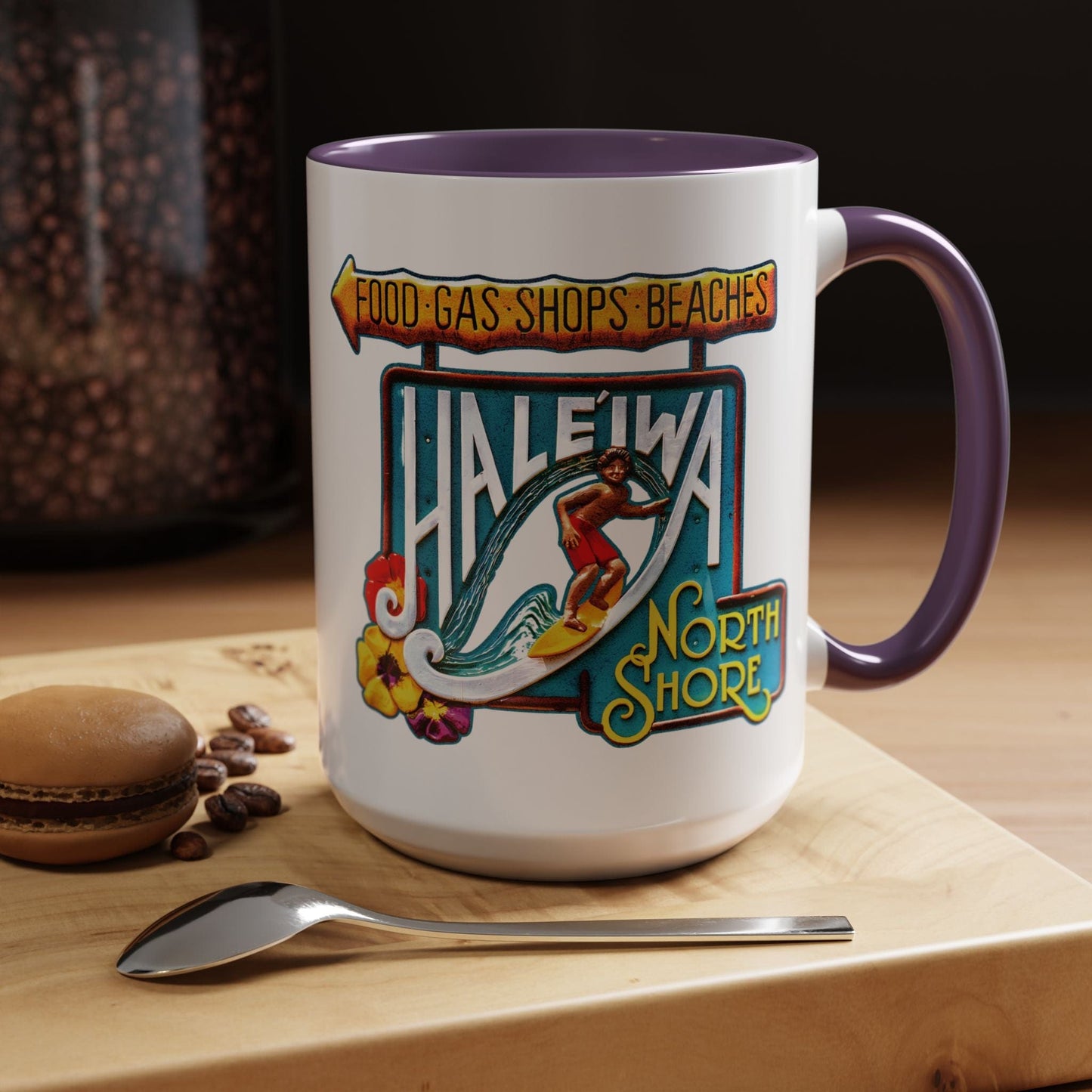 Signs of Wanderlust, Hale'iwa (North+South) Oahu, Hawaii 15oz Mug