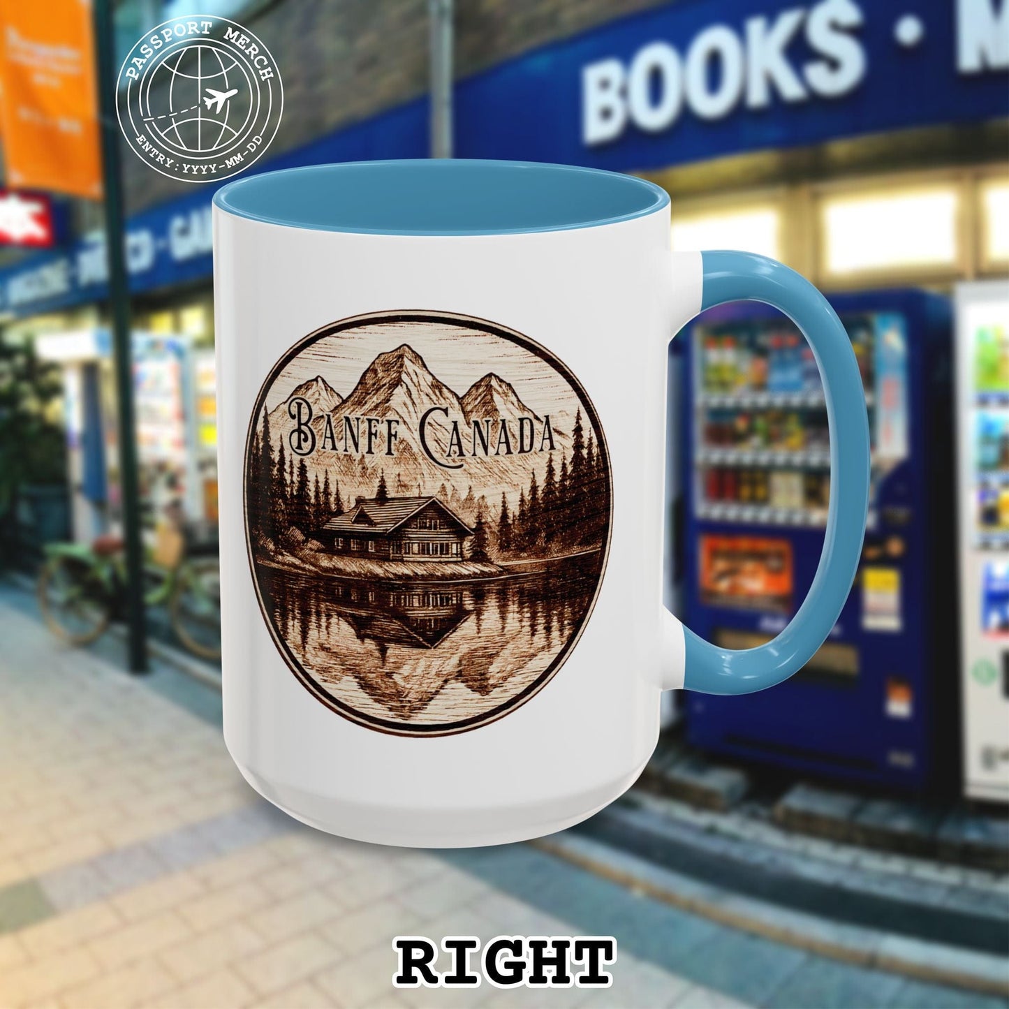 Wood Burned Badge, Banff Canada 15oz Mug