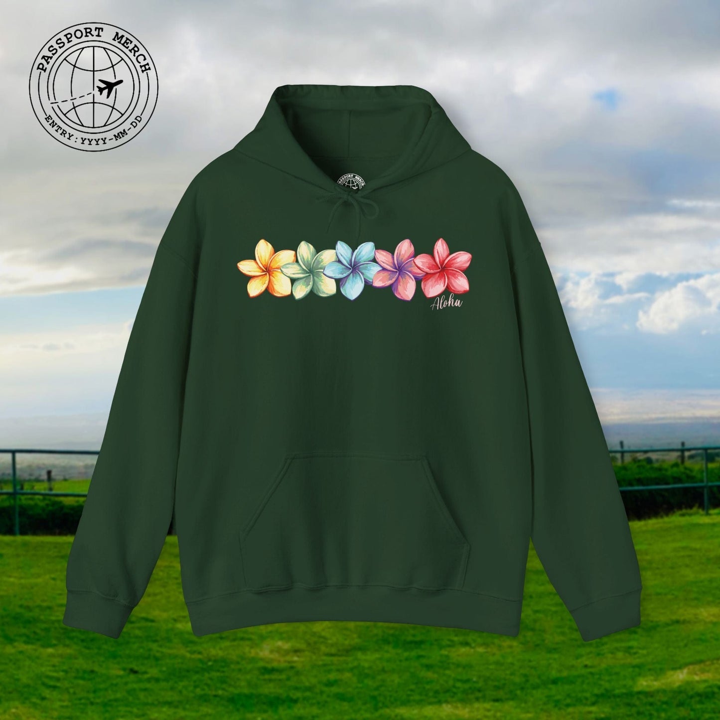 Five Vibrant Plumerias, Hawaii Hoodie