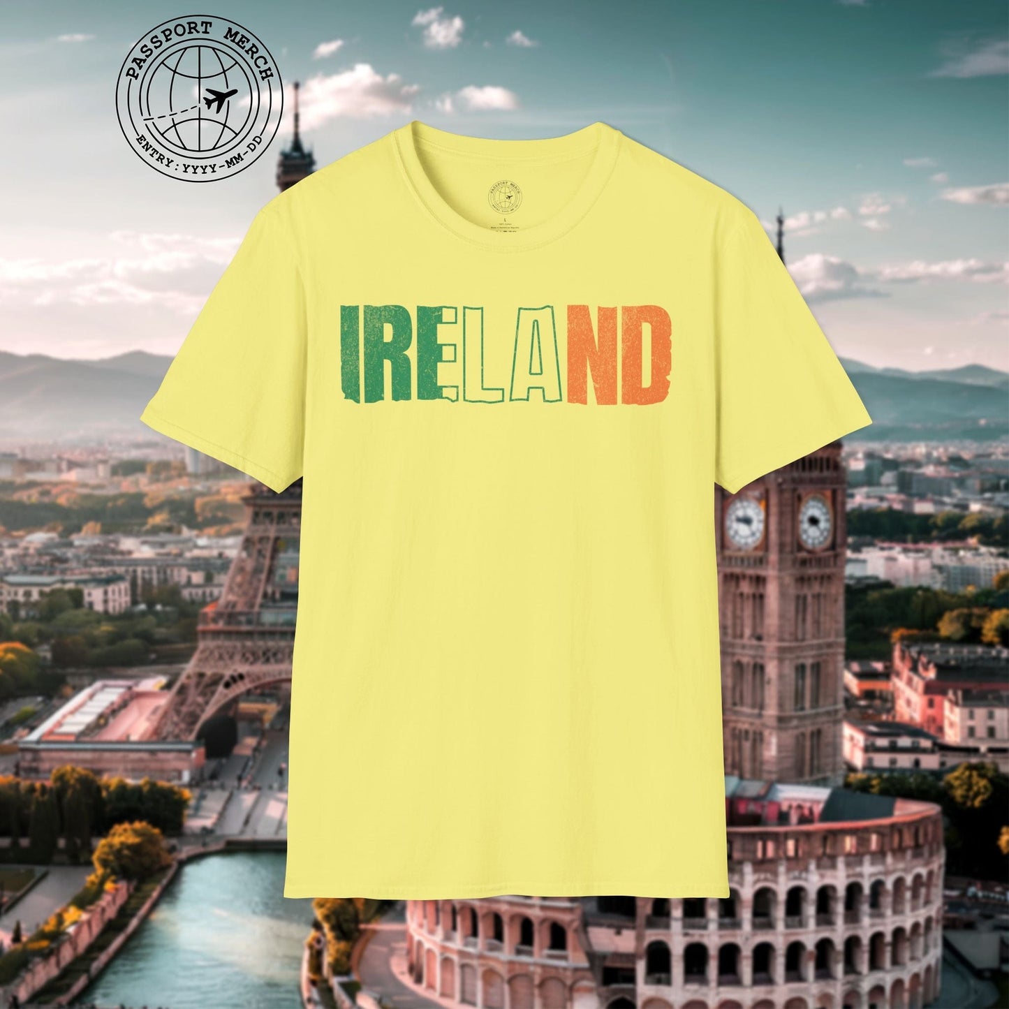 Vintage Ireland Patriotism Letter Flag T-Shirt