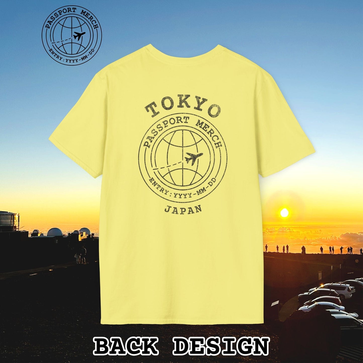 Brand Passport Stamp, Tokyo Japan, Back Print T-Shirt