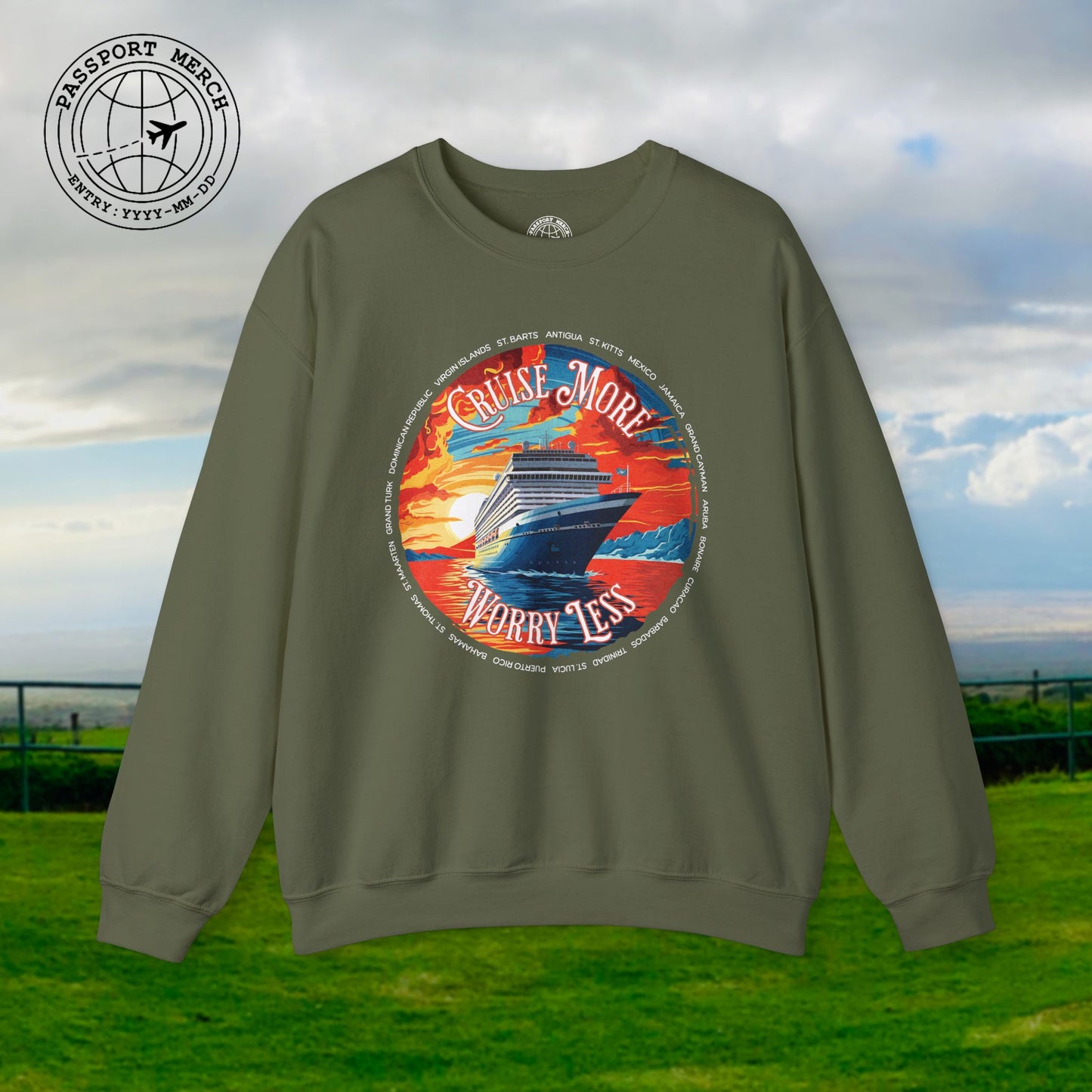 Cruise More Worry Less Caribbean Crewneck