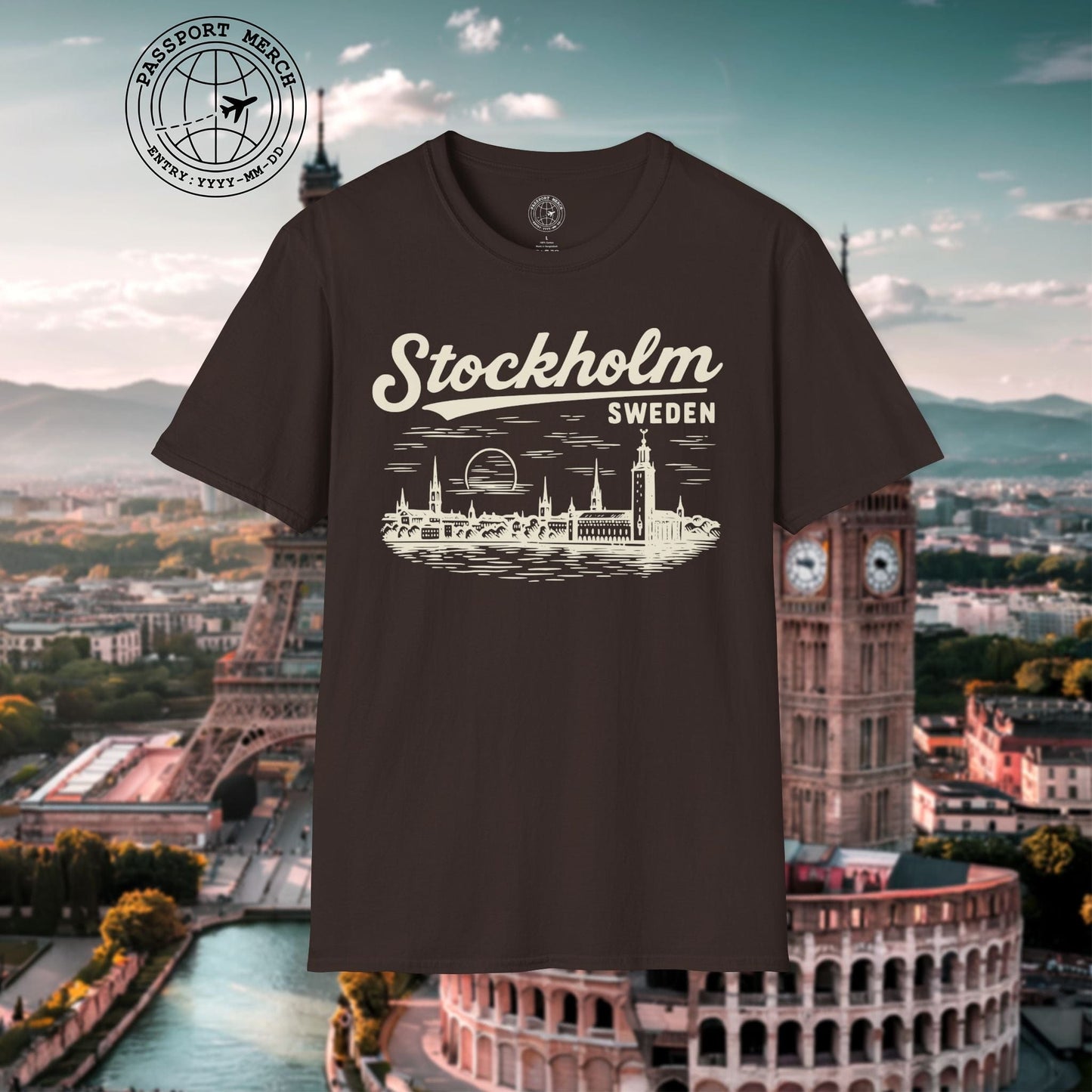 Monochrome Dreams of Stockholm, Sweden T-Shirt