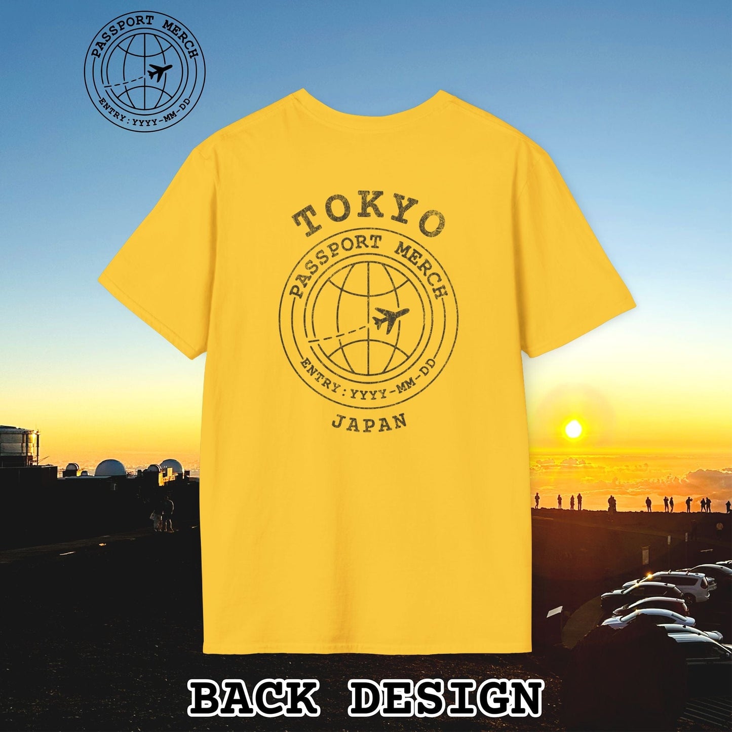 Brand Passport Stamp, Tokyo Japan, Back Print T-Shirt