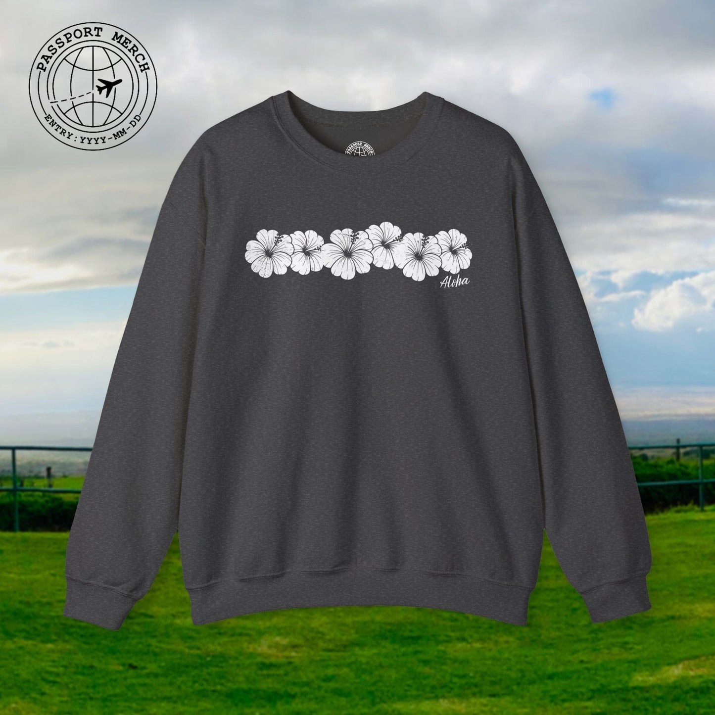 Monochrome Hibiscus, Hawaii Crewneck