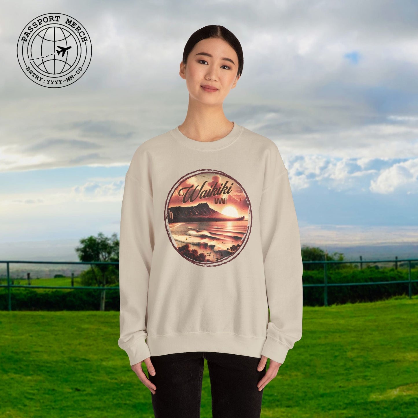 Vintage Nostalgia, Waikiki, Hawaii Crewneck