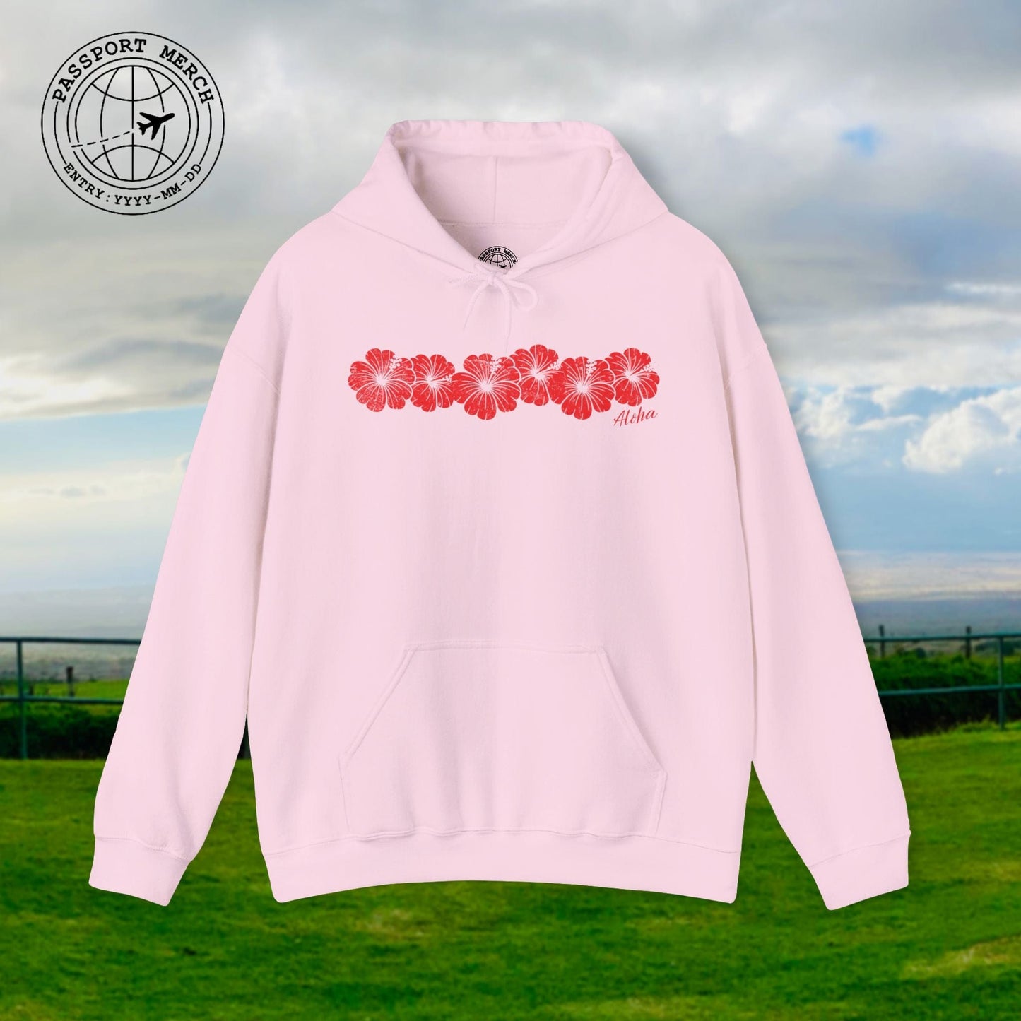 RED Monochrome Hibiscus, Hawaii Hoodie