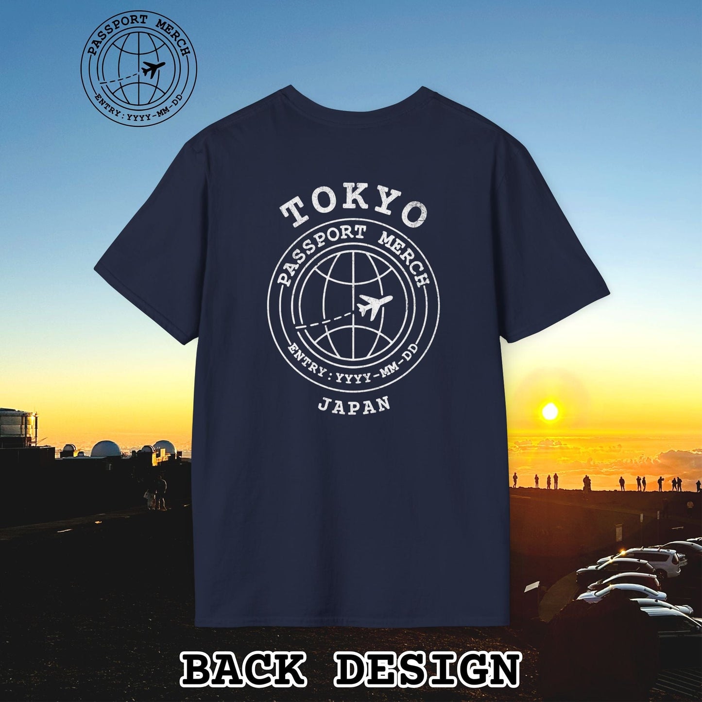 Brand Passport Stamp, Tokyo Japan, Back Print T-Shirt