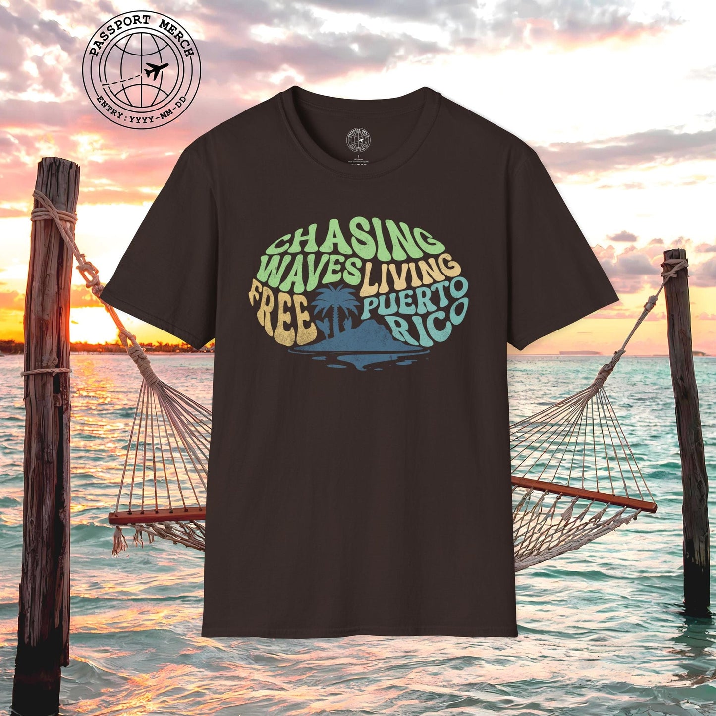 Chasing Waves Living Free Puerto Rico T-Shirt
