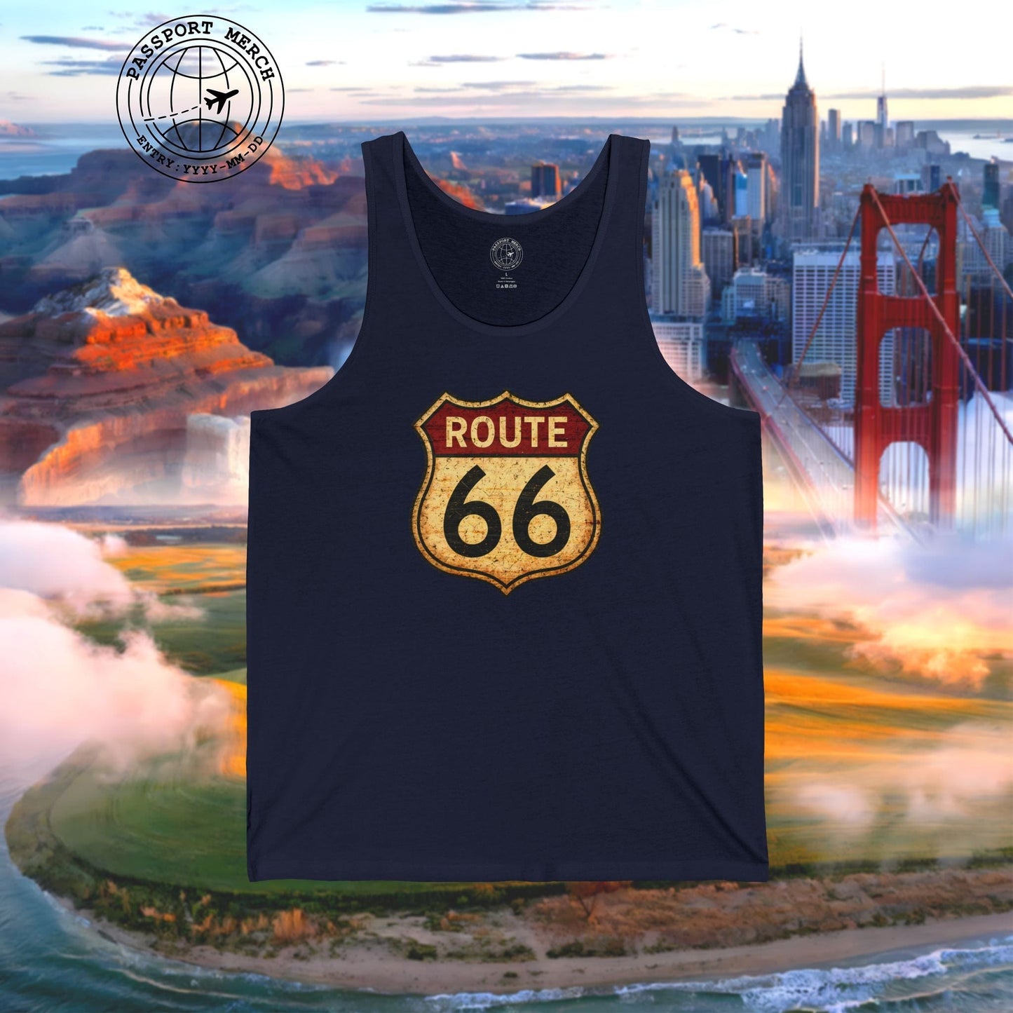 Signs of Wanderlust, Vintage Route 66, USA Tank Top