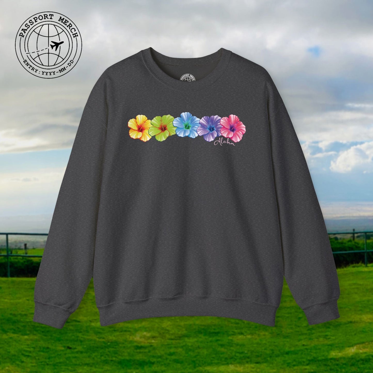 Five Vibrant Hibiscus, Hawaii Crewneck