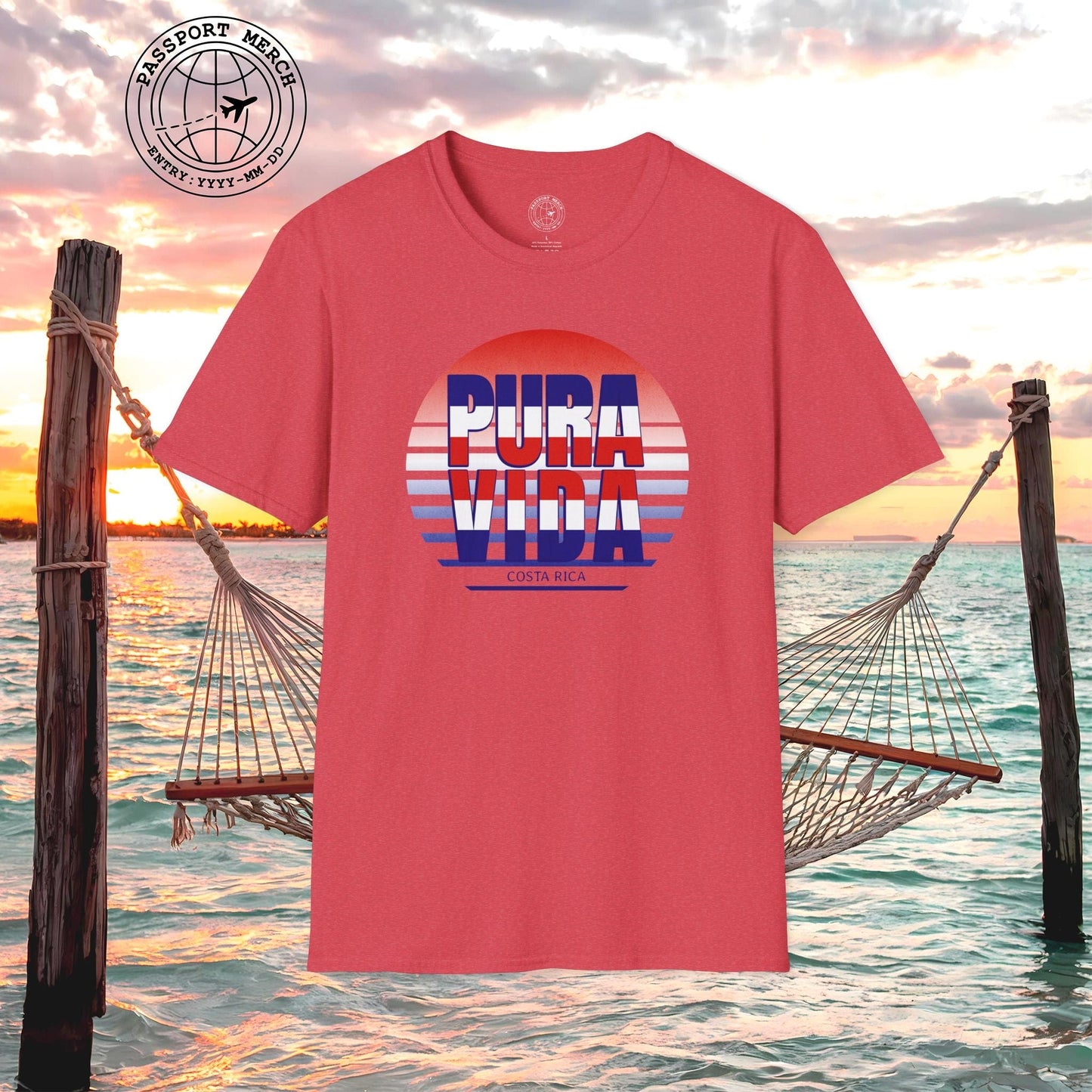 Pura Vida Patriotism Costa Rica Letter Flag T-Shirt