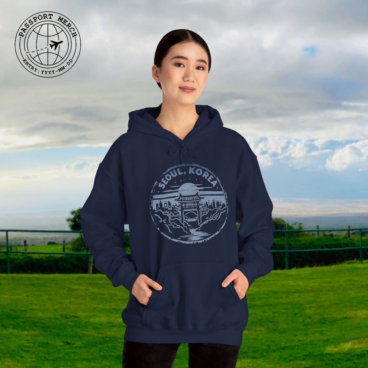 Vintage Badge, Seoul Korea Hoodie