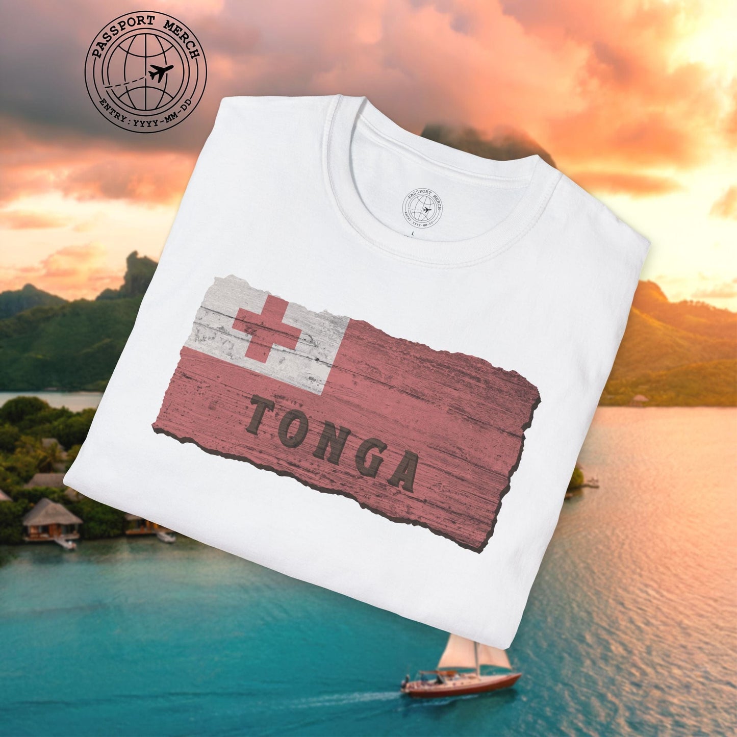 Kingdom of Tonga Woodworked Flag T-Shirt