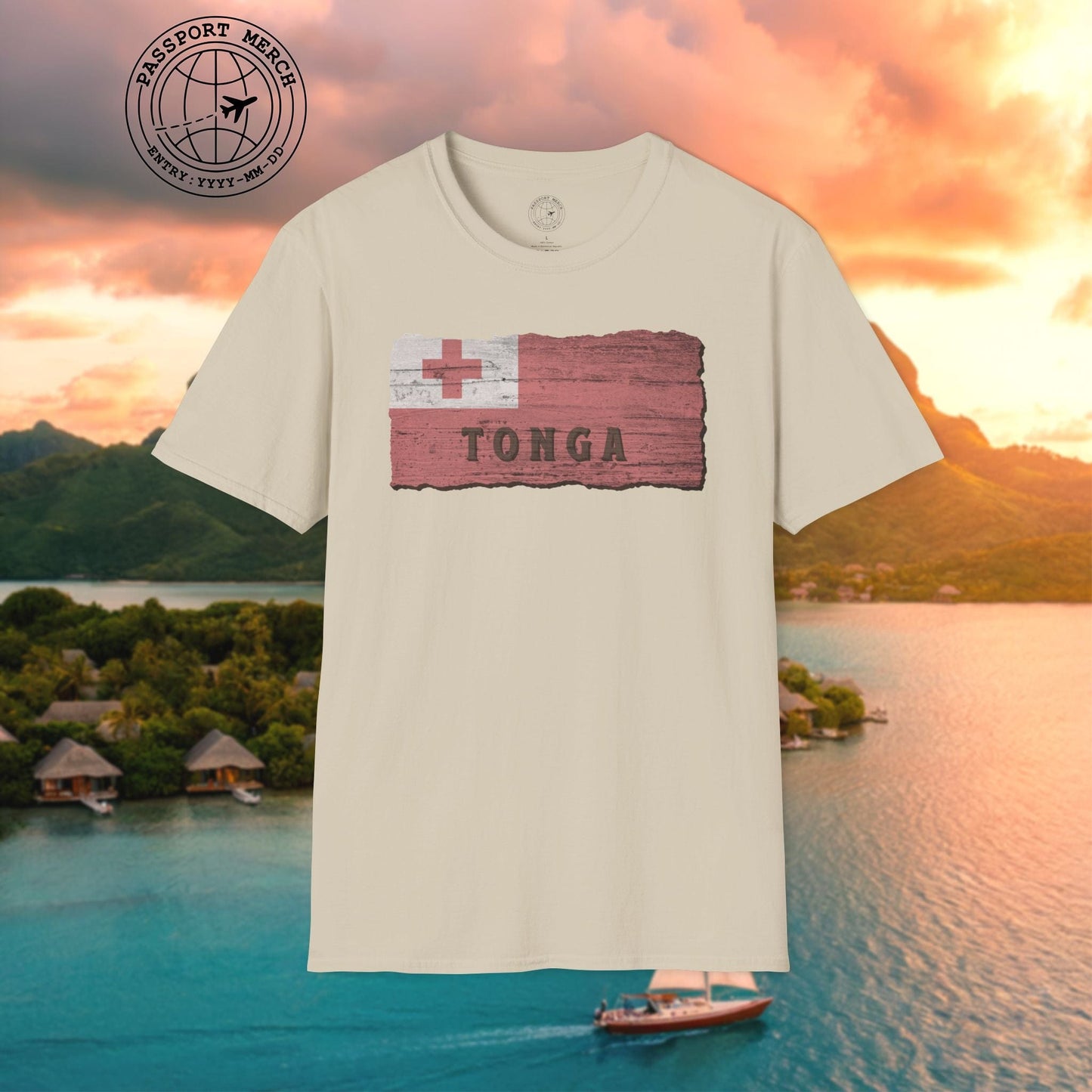 Kingdom of Tonga Woodworked Flag T-Shirt