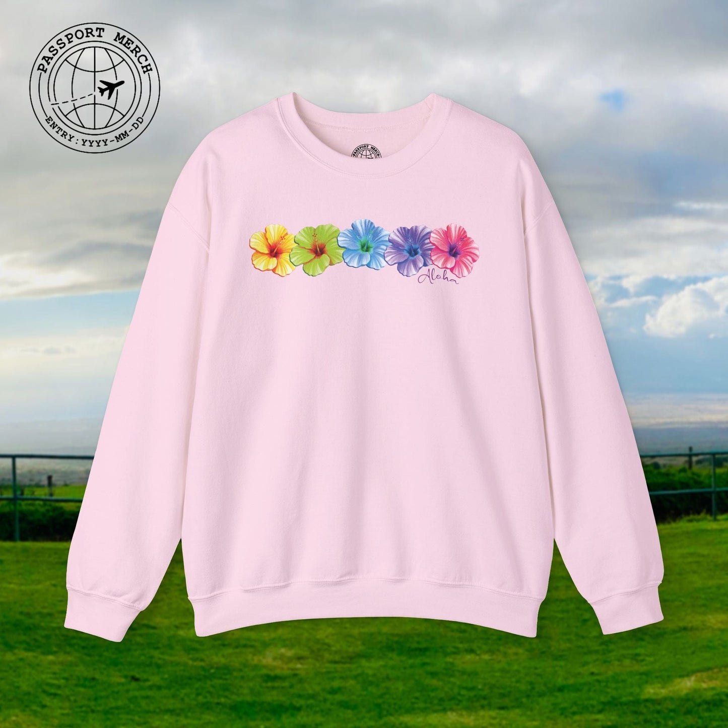 Five Vibrant Hibiscus, Hawaii Crewneck