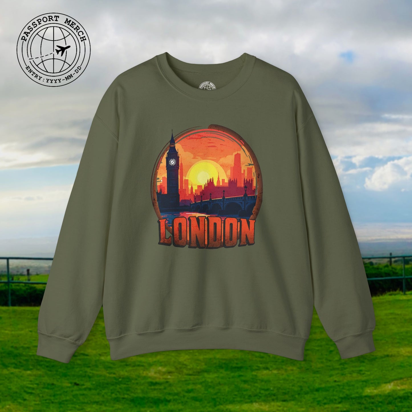 Vintage Big Ben Sunset, London, England Crewneck