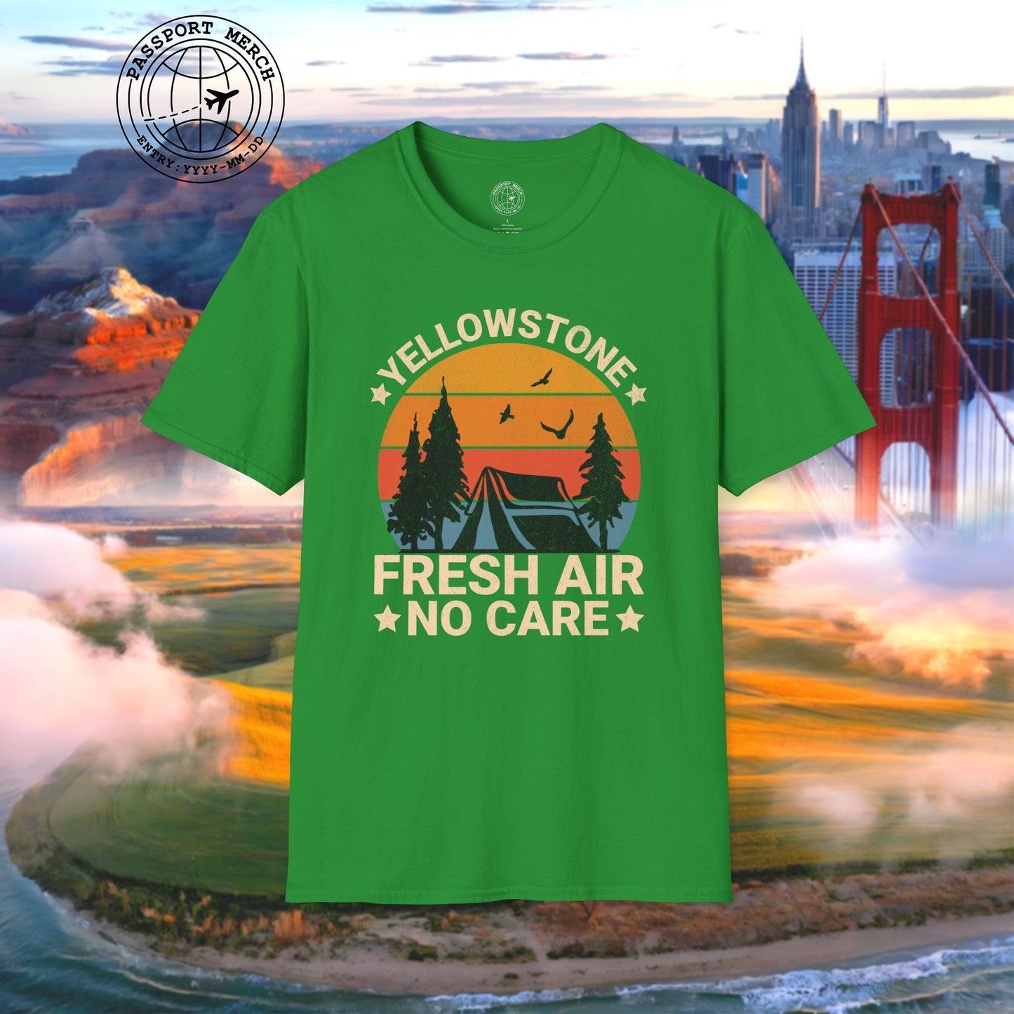 Yellowstone Fresh Air No Care Wyoming T-Shirt
