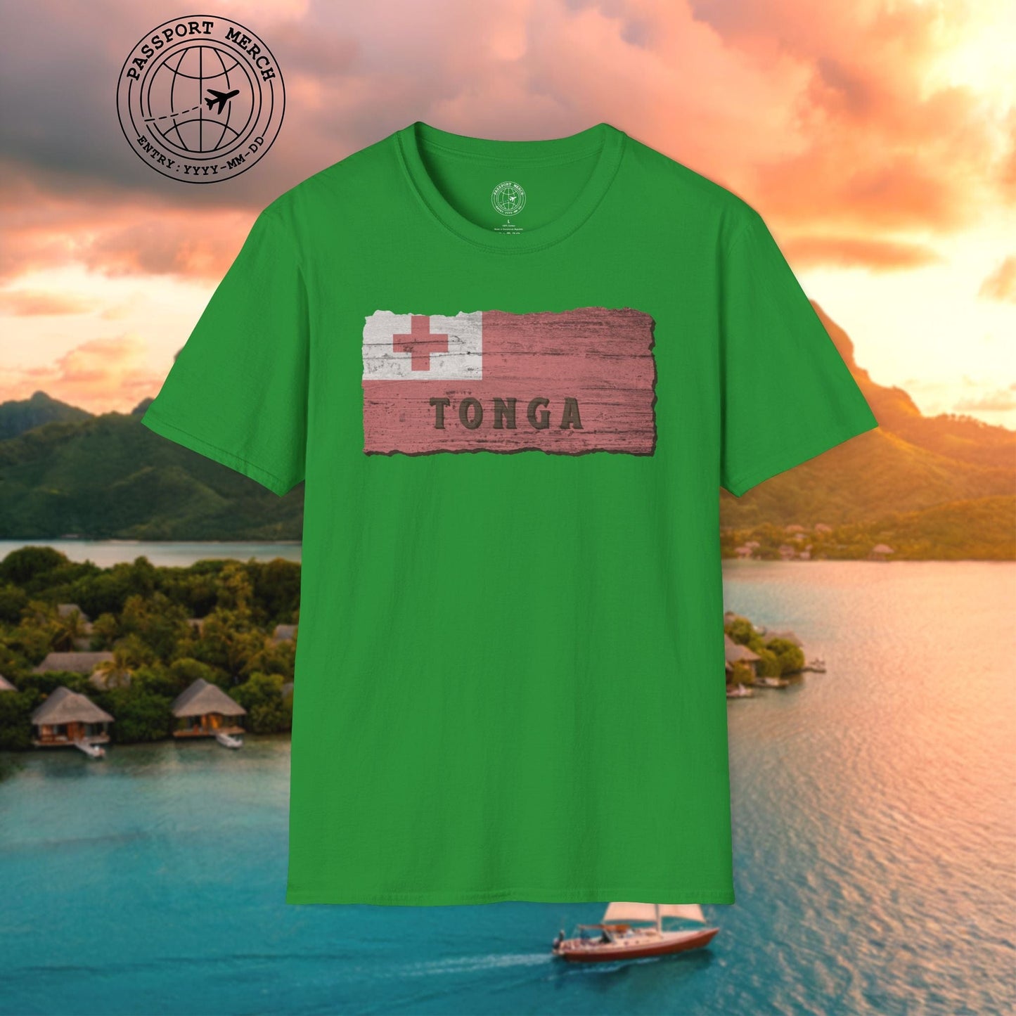 Kingdom of Tonga Woodworked Flag T-Shirt