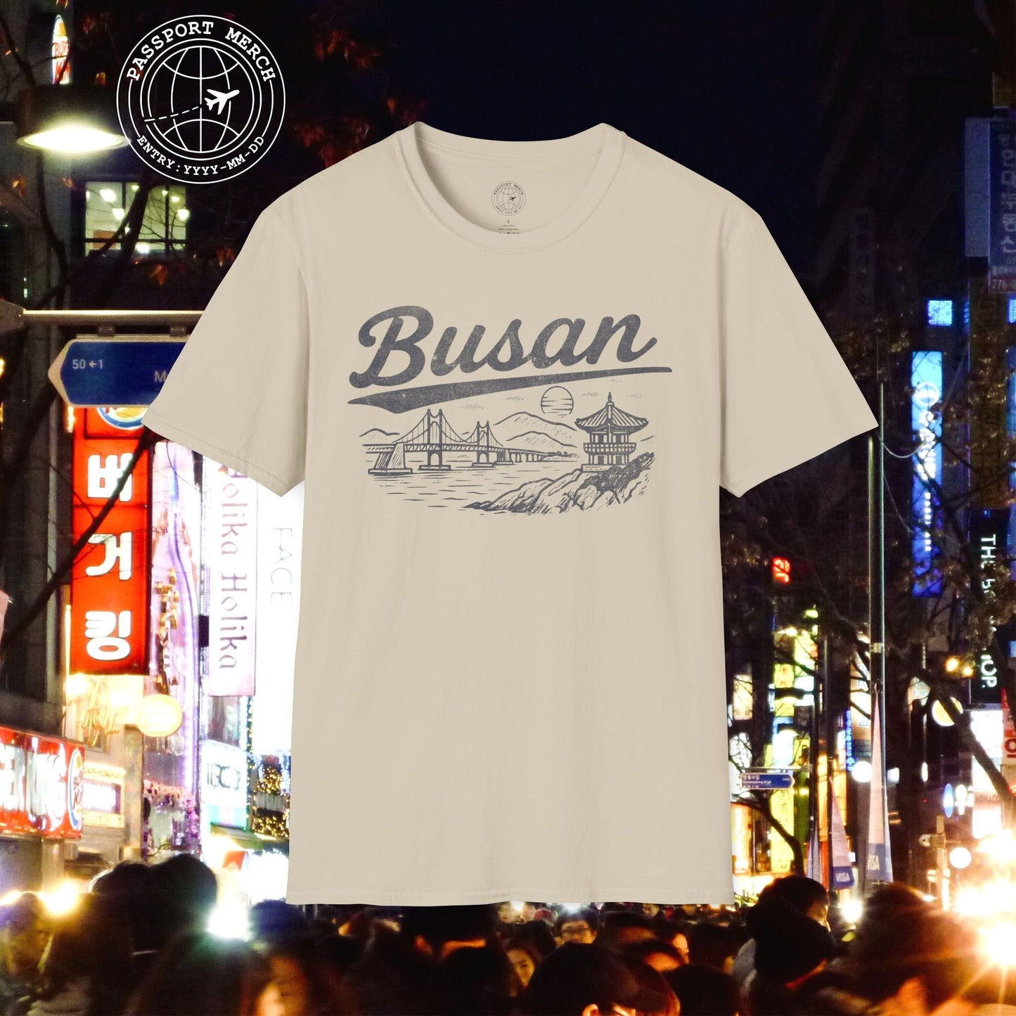 Monochrome Dreams of Busan Korea T-Shirt
