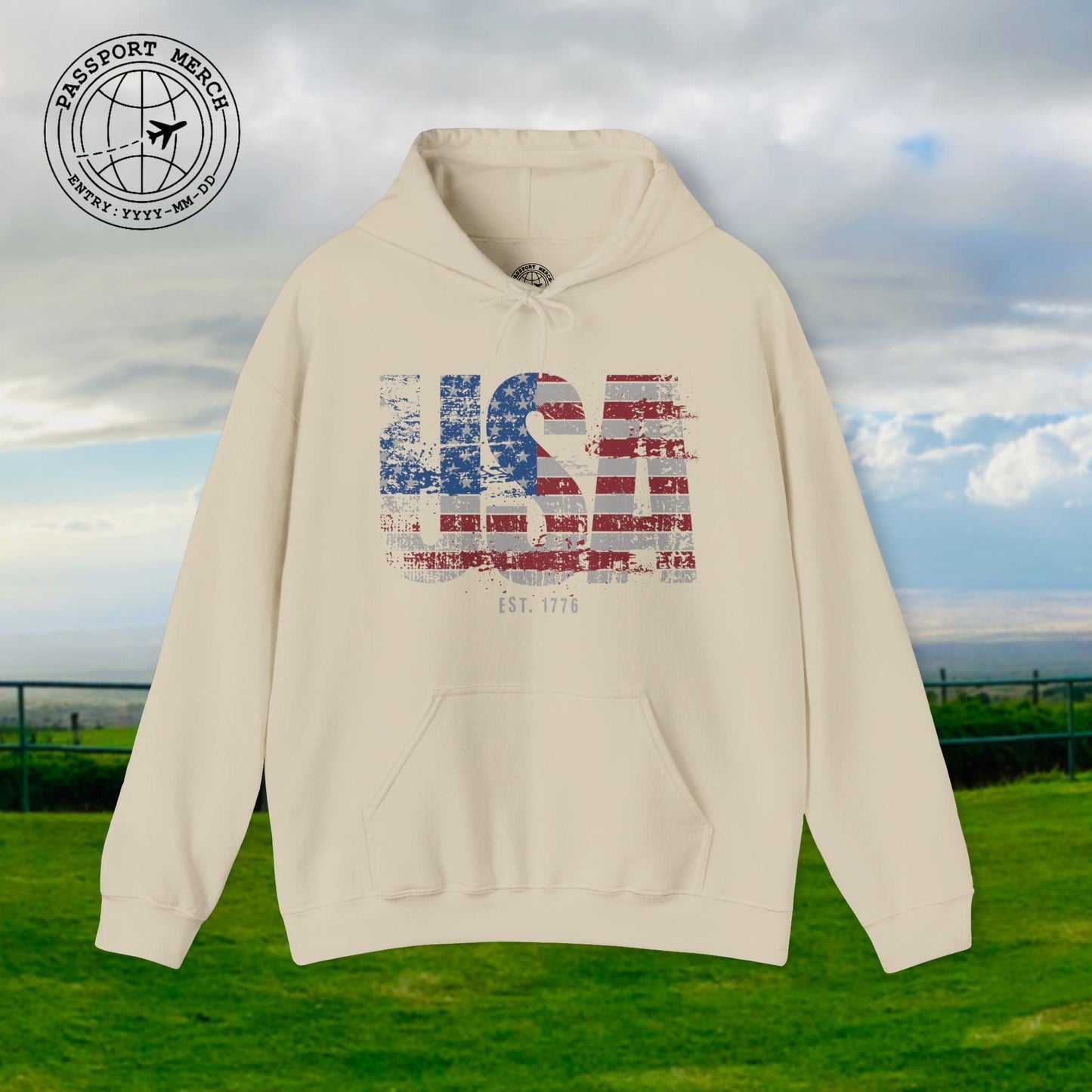 Vintage Distressed USA Letter Flag Hoodie