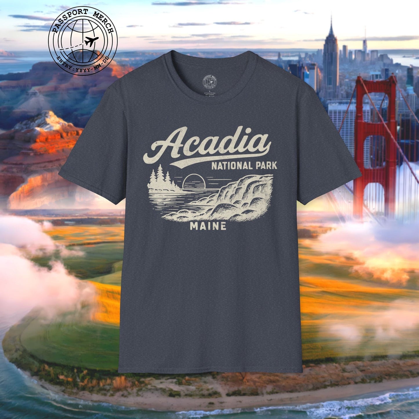 Acadia National Park Vintage Monochrome, Maine T-Shirt